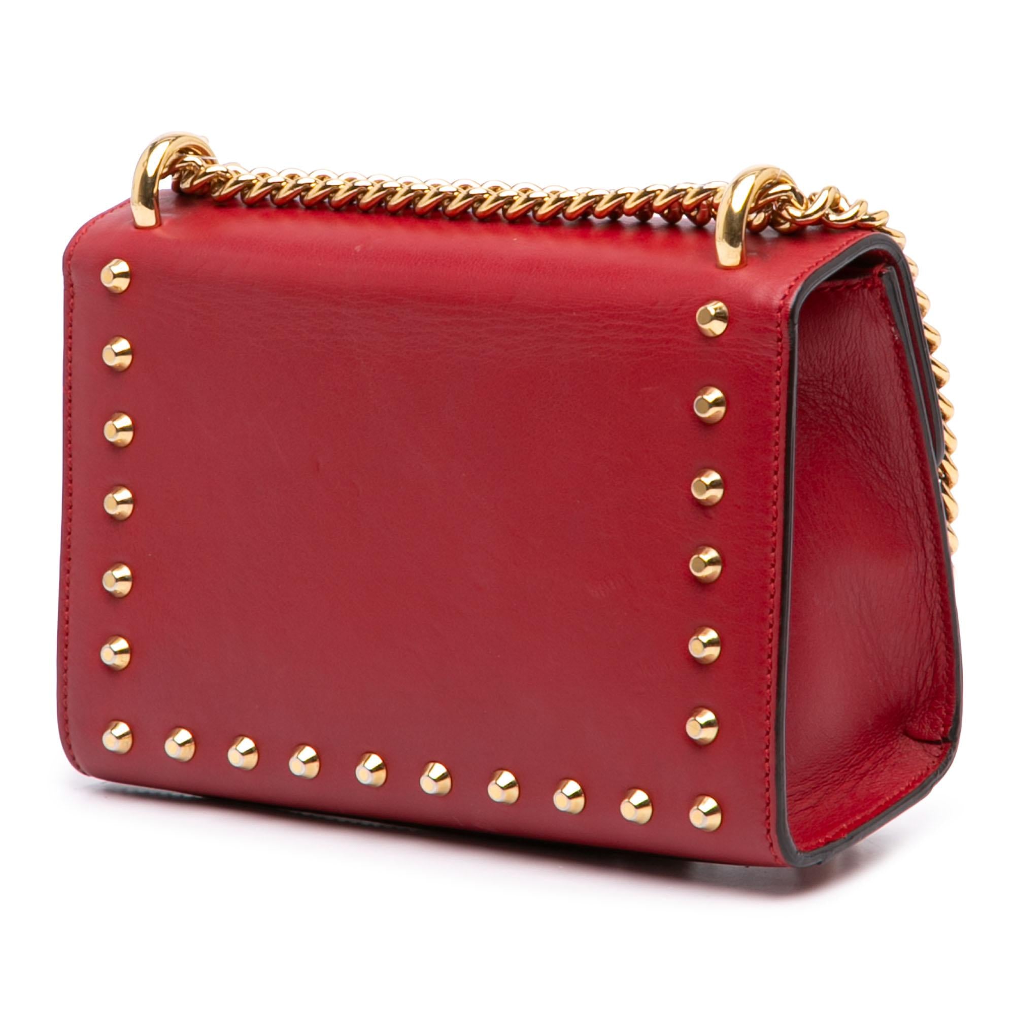 Gucci Small Pearl Studded Leather Padlock Crossbody