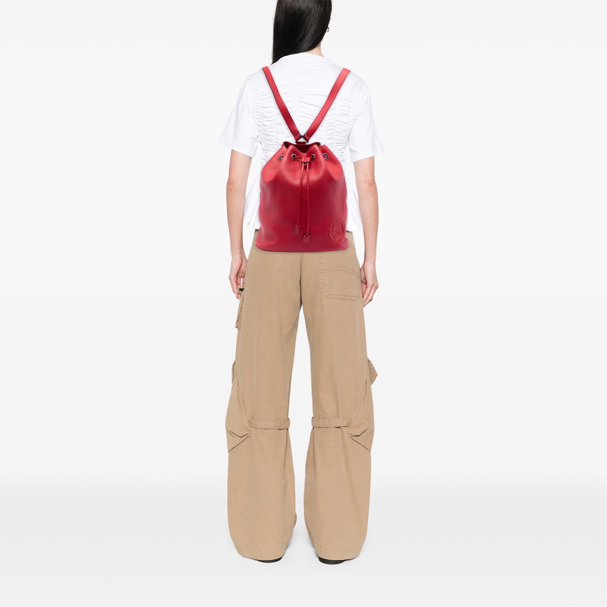 Gucci Small Pebbled Calfskin Soho Drawstring Backpack