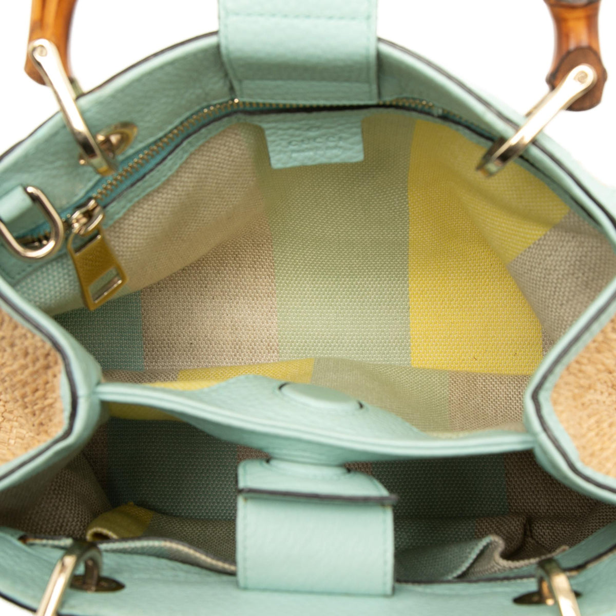 Gucci Small Raffia Bamboo Shopper Satchel