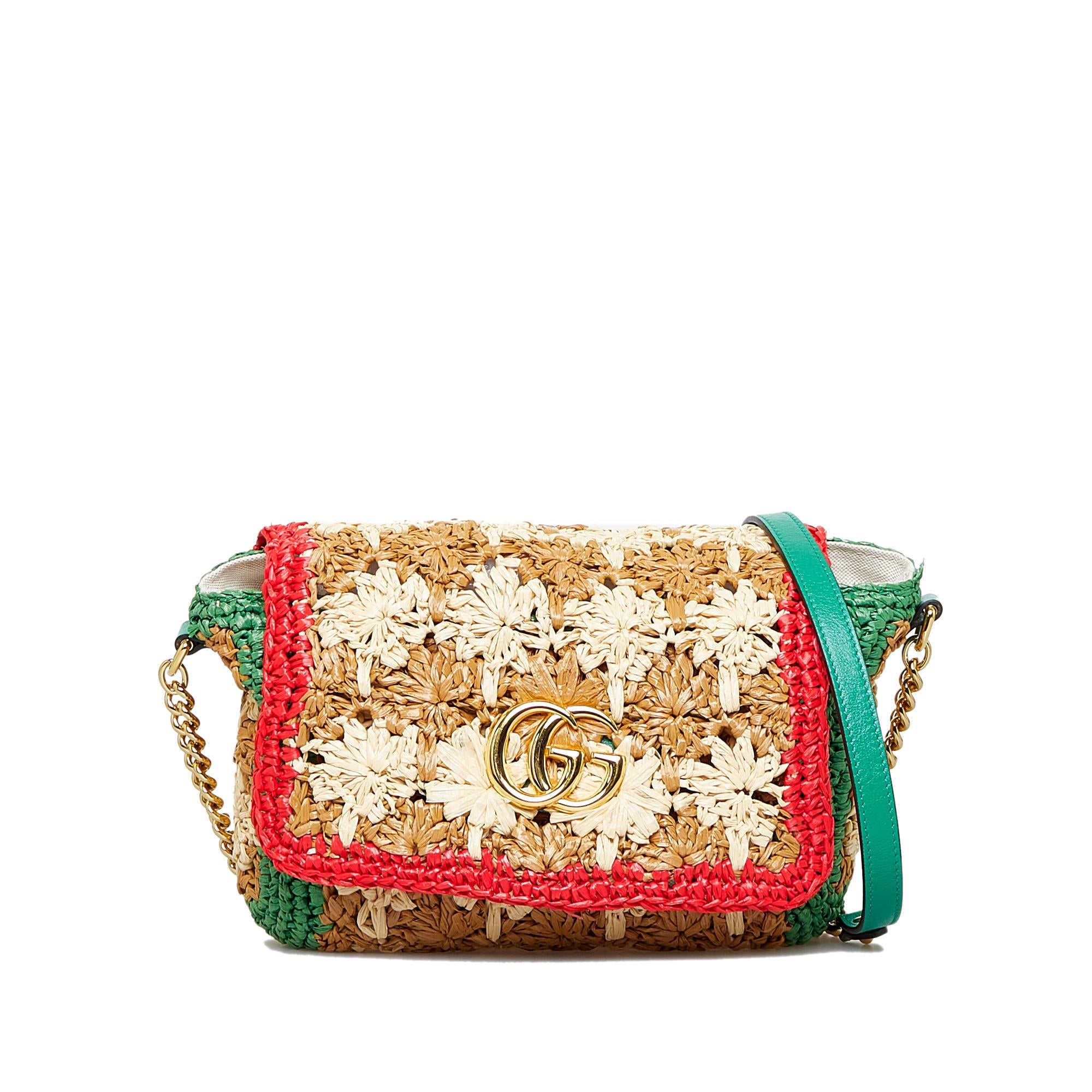 Gucci Small Raffia GG Marmont Crossbody (SHG-aHeBXr)