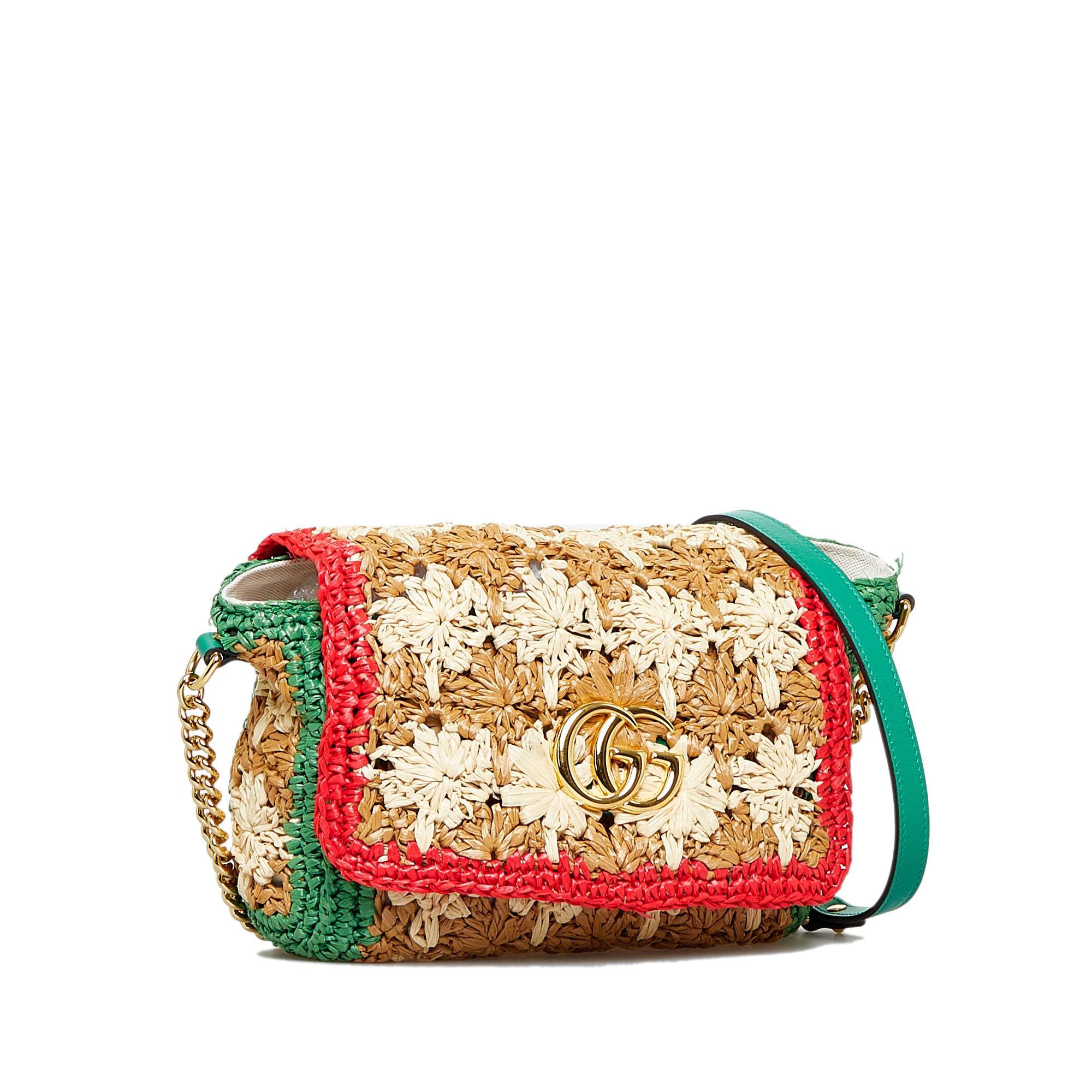 Gucci Small Raffia GG Marmont Crossbody (SHG-aHeBXr)