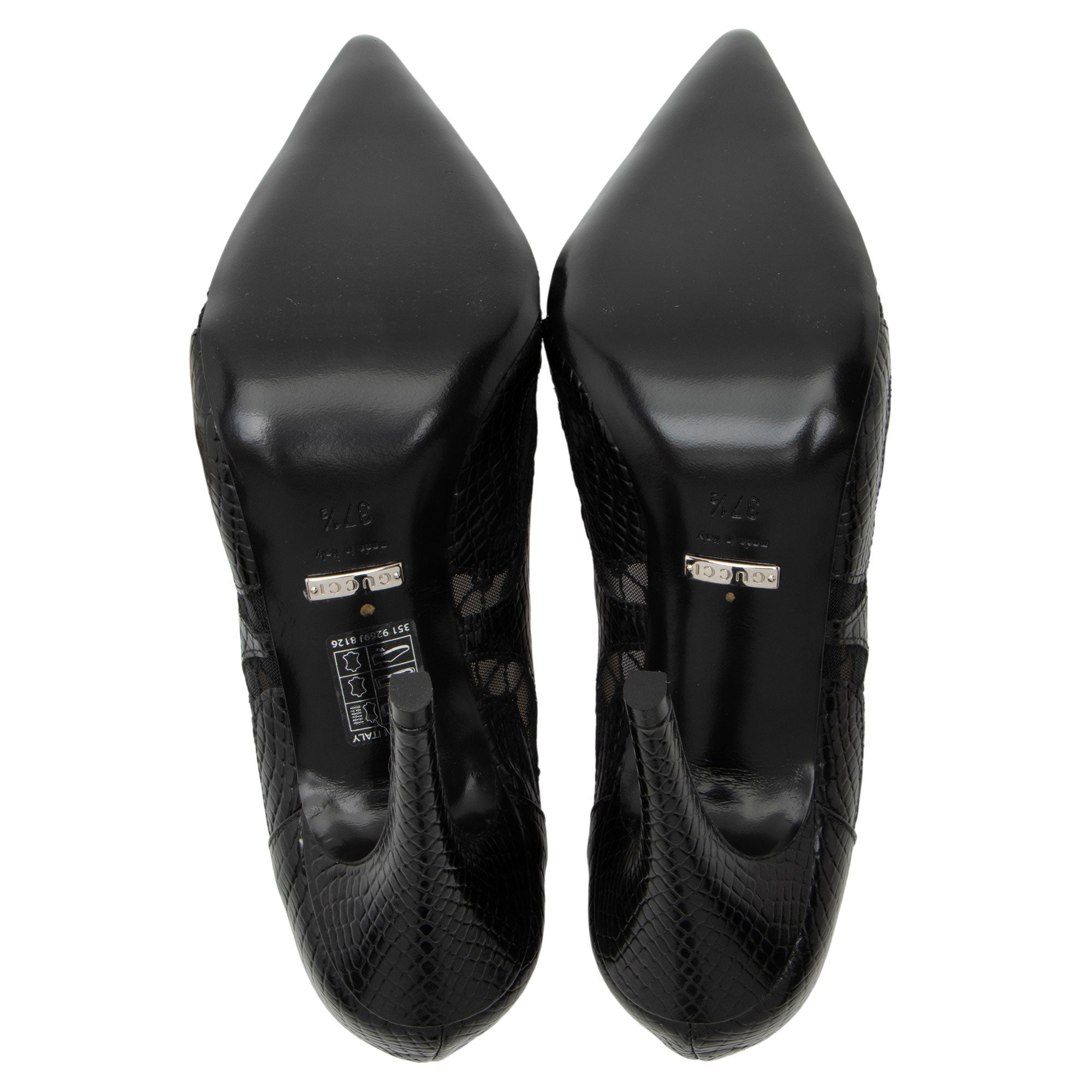 Gucci Snake Embossed Leather Lace Pumps - Size 7.5 / 37.5