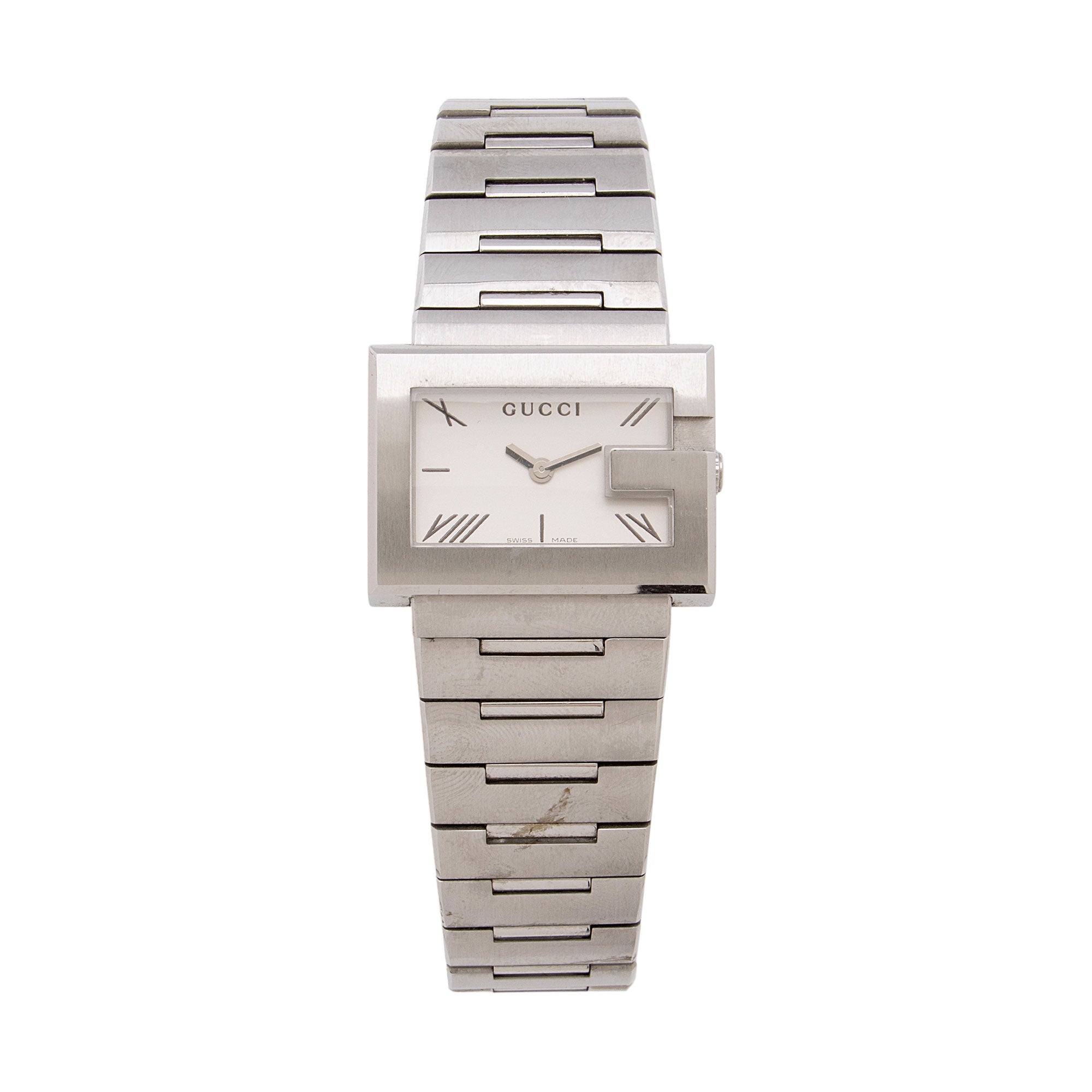 Gucci Stainless Steel Rectangular G Watch (SHF-eHi0YN)