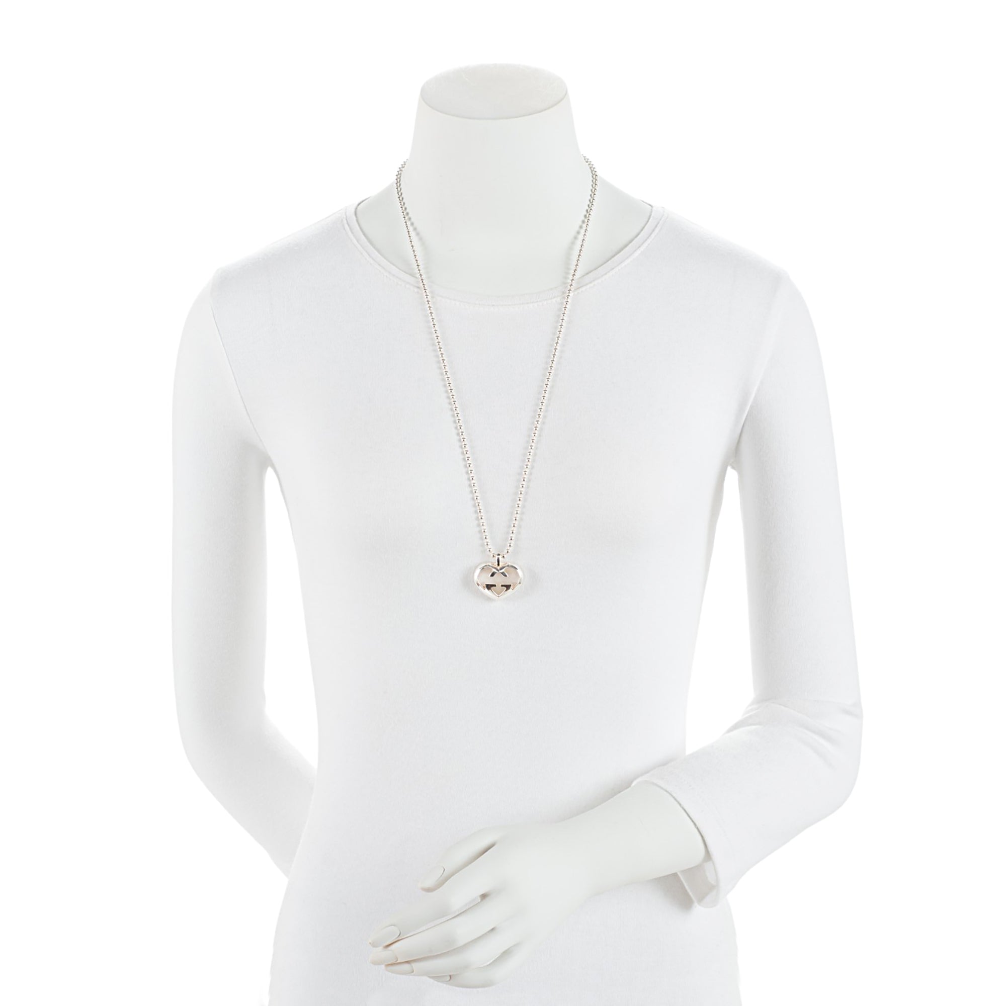 Gucci Sterling Silver Love Britt Heart Necklace (SHF-j4mZmc)