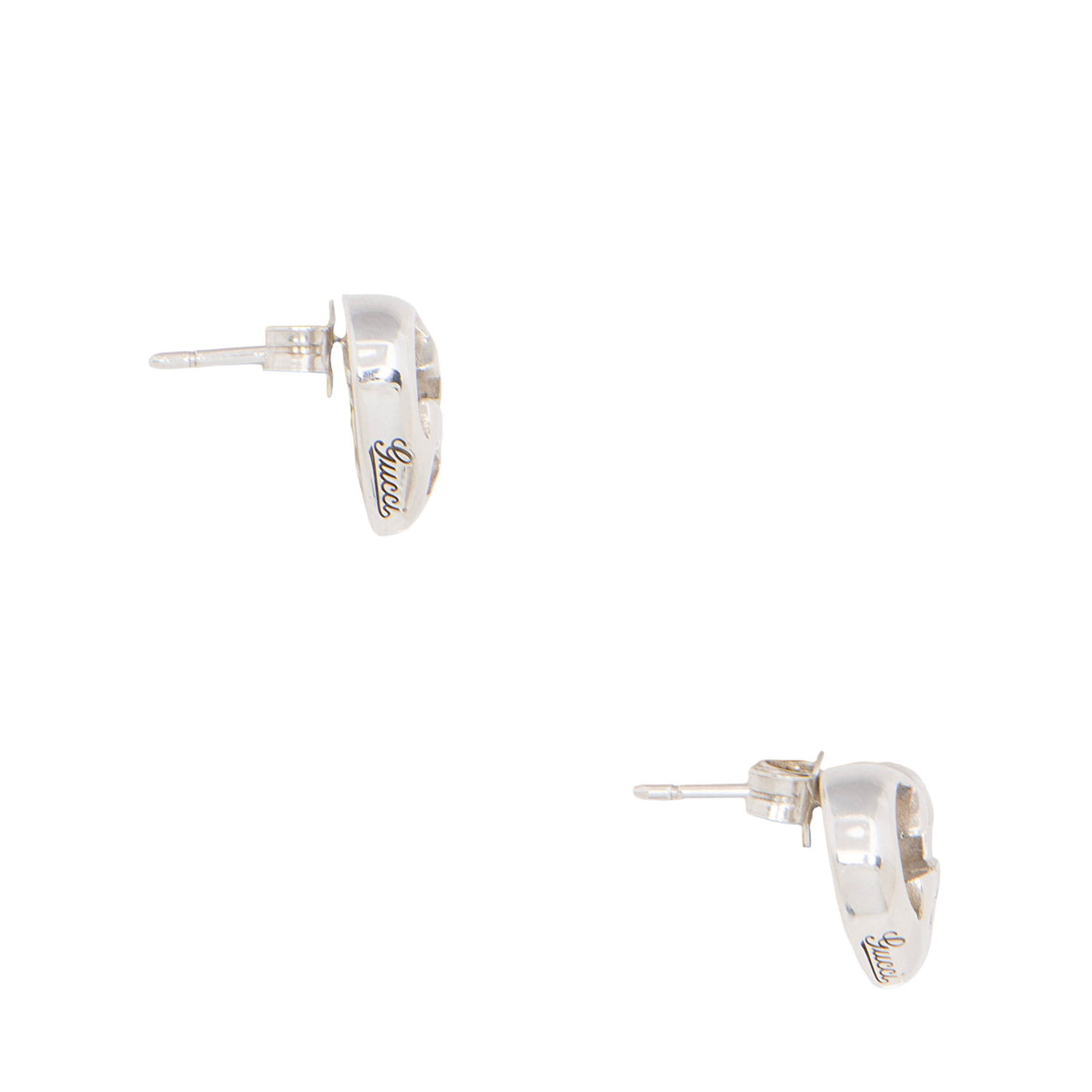 Gucci Sterling Silver Love Britt Heart Stud Earrings