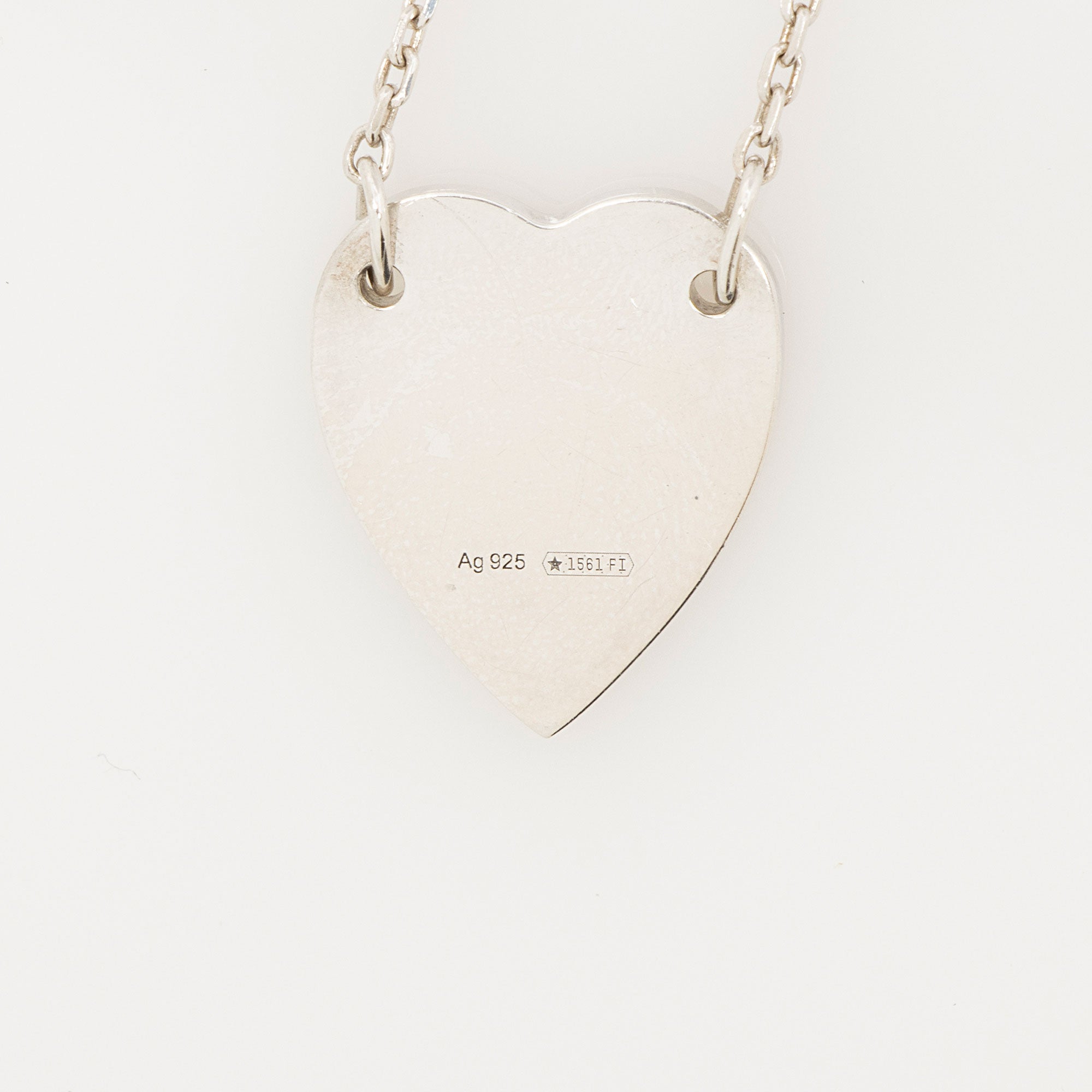 Gucci Sterling Silver Trademark Heart Tag Necklace