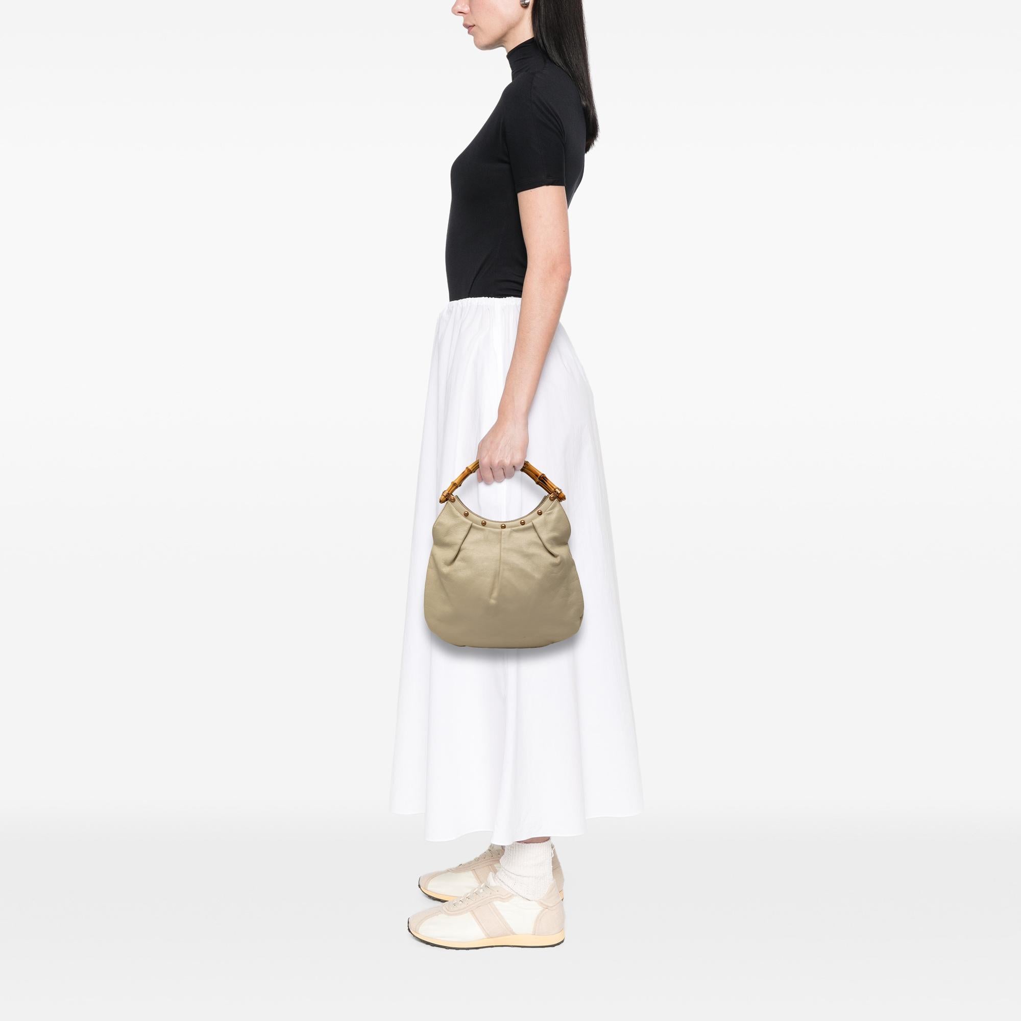 Gucci Studded Calfskin Bamboo Hobo