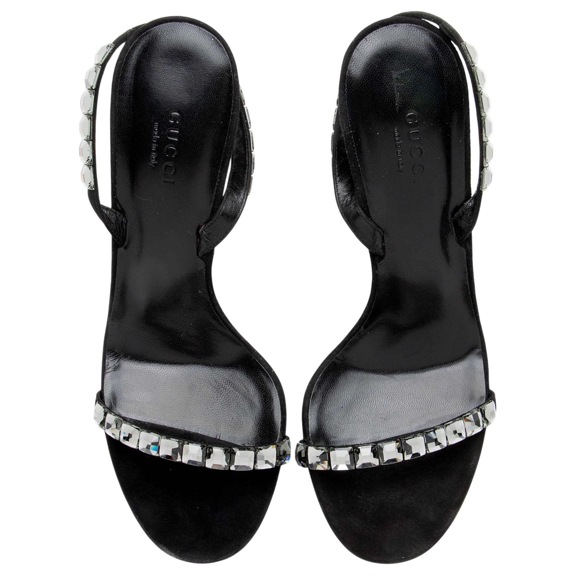 Gucci Suede Crystal Mallory Sandals - Size 8.5 / 38.5