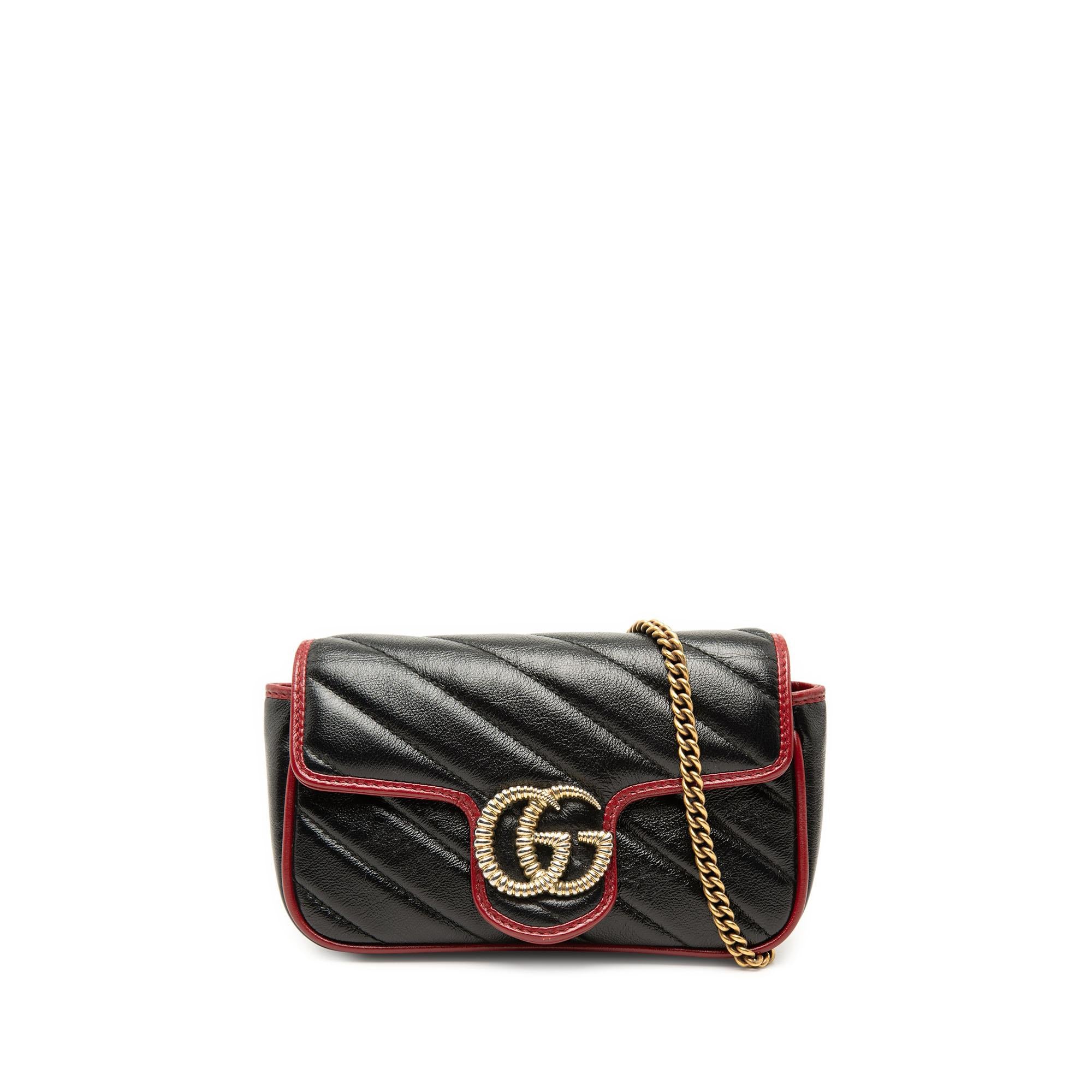 Gucci Super Mini GG Marmont Matelasse Leather Torchon Flap Crossbody