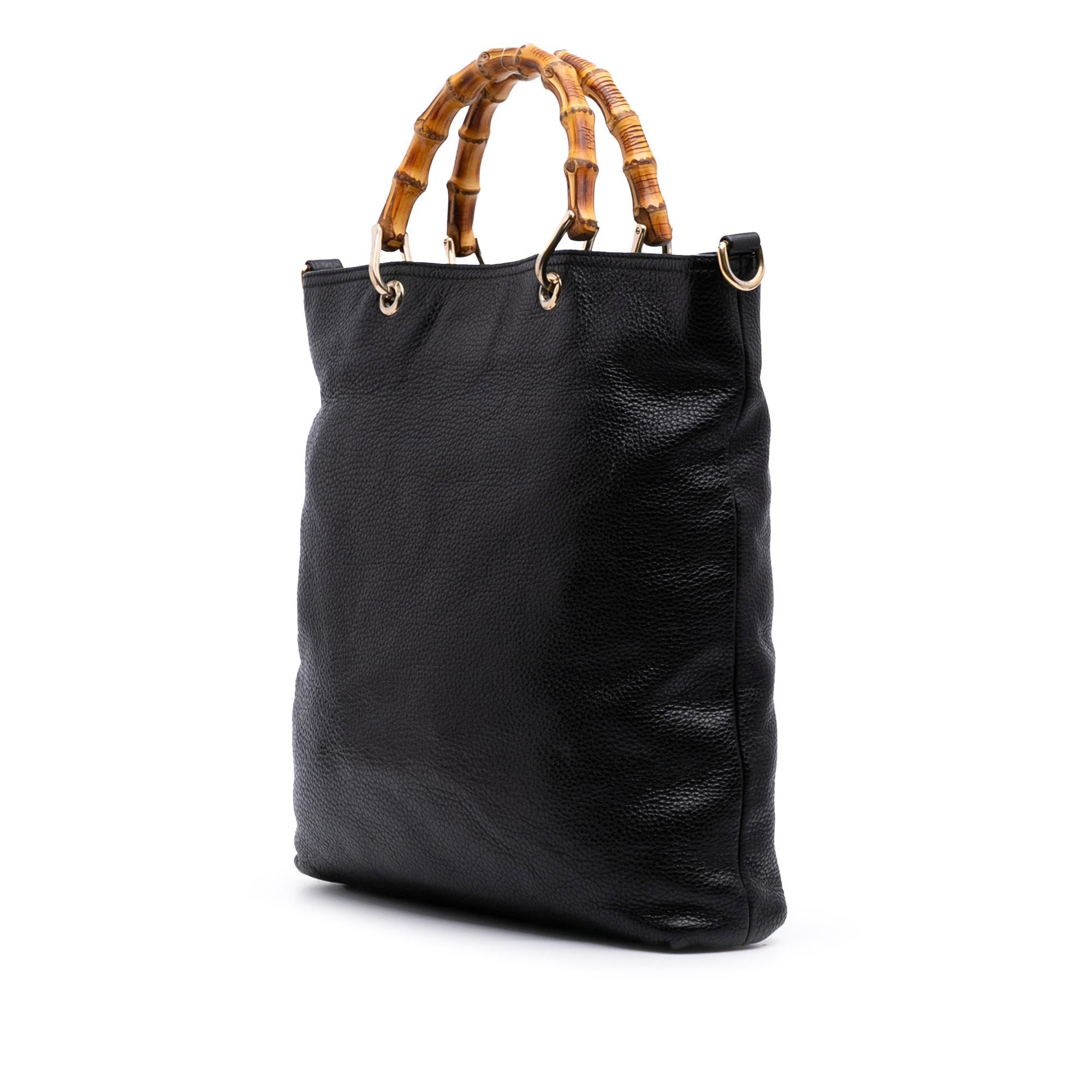 Gucci Tall Leather Bamboo Shopper Tote