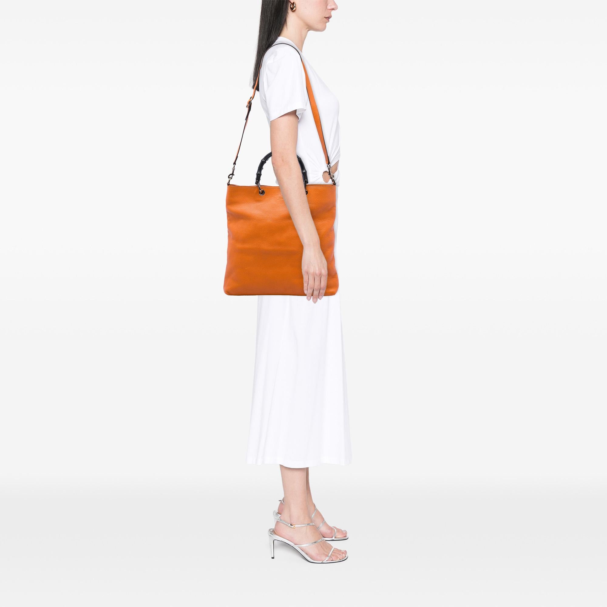 Gucci Tall Leather Bamboo Shopper Tote