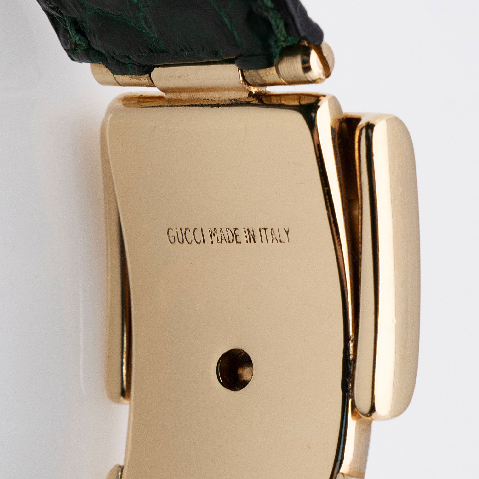 Gucci Vintage Croc Embossed Leather Buckle Bracelet