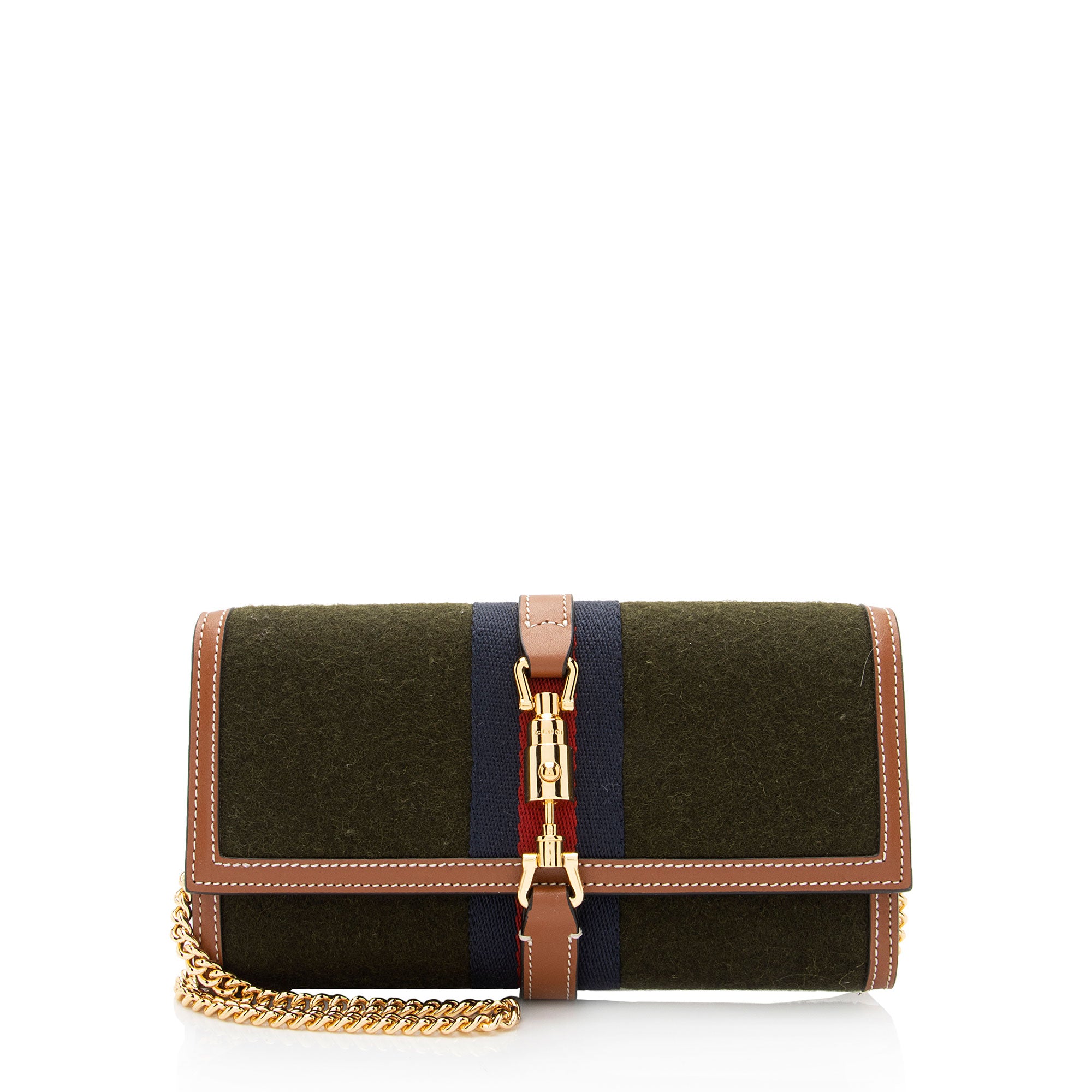 Gucci Wool Web 1961 Jackie Wallet on Chain Bag (SHF-bG7CFb)