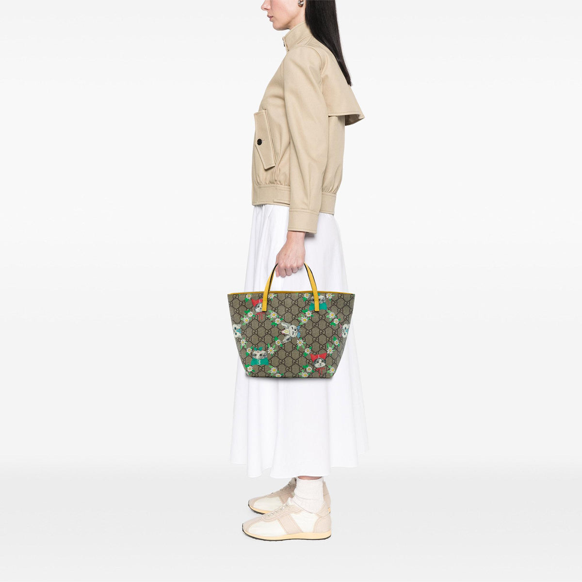 Gucci Yuko Higuchi Childrens GG Supreme Cats and Daisies Tote