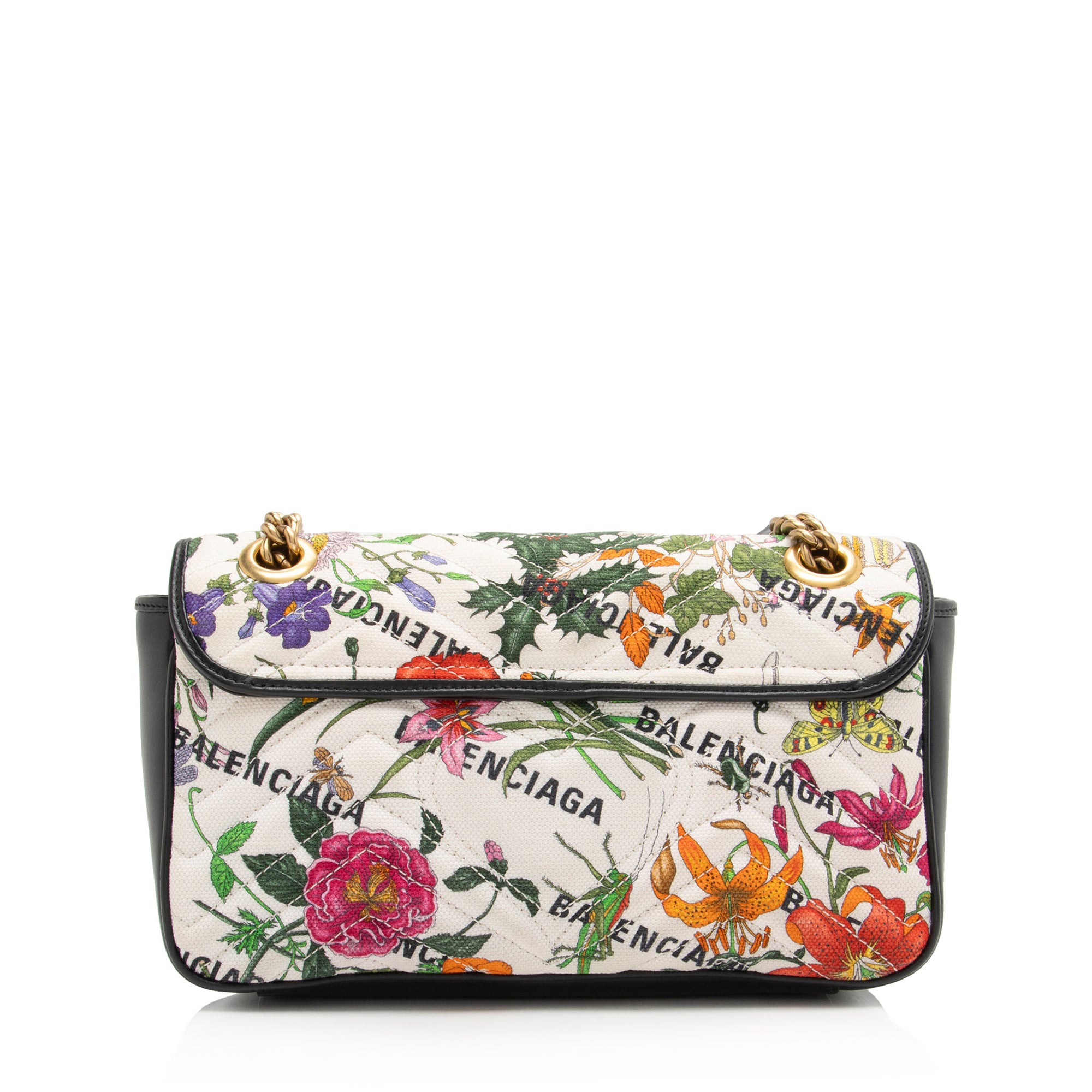 Gucci x Balenciaga Canvas Flora GG Marmont The Hacker Project Small Flap Shoulder Bag (SHF-nCZEe5)