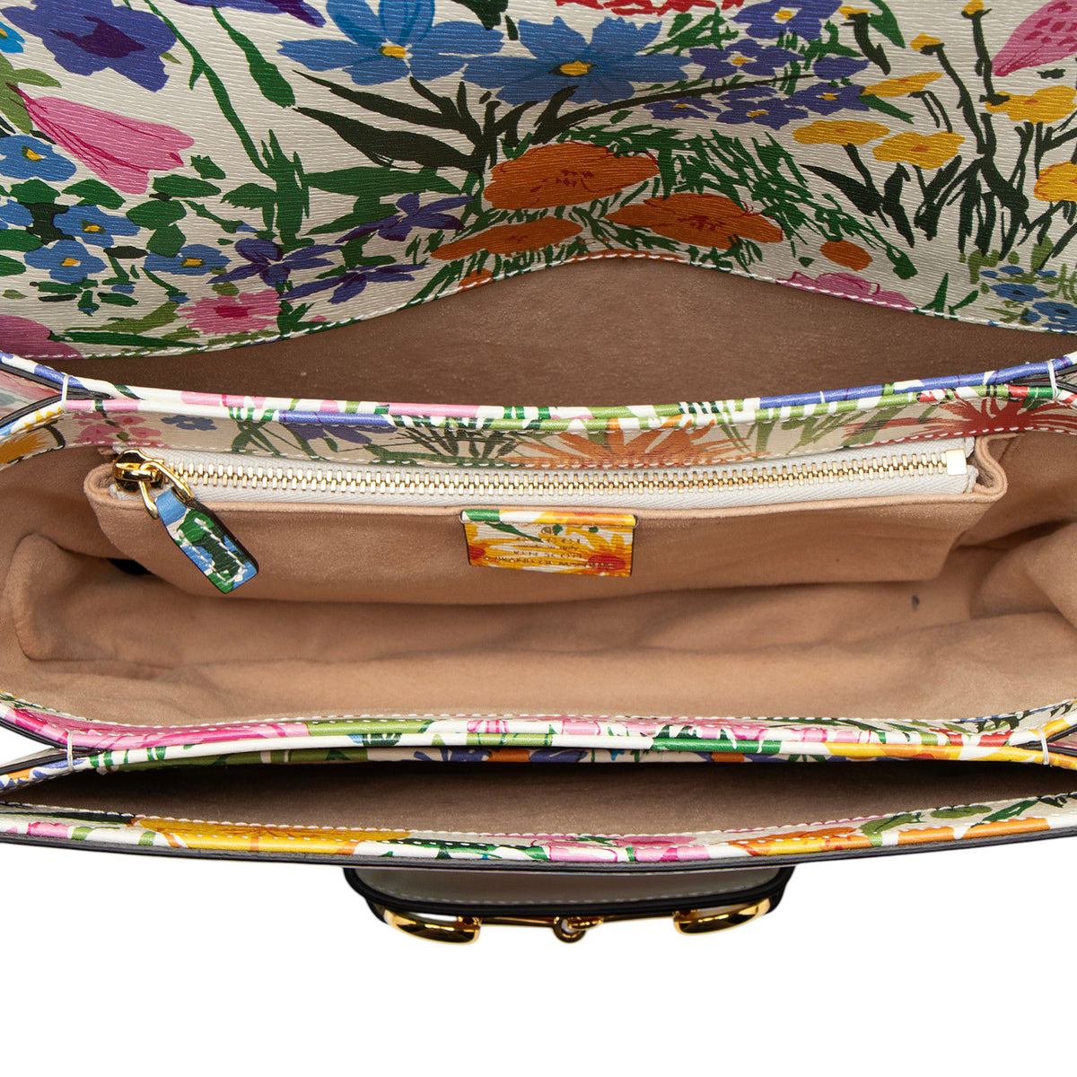 Gucci x Ken Scott Leather Floral Horsebit 1955 Medium Shoulder Bag