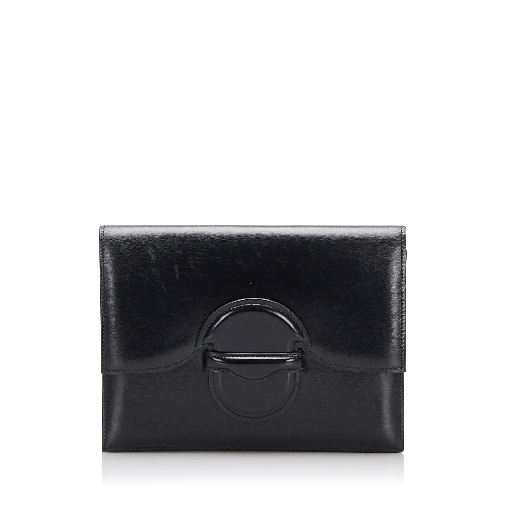 Hermes Box Calf Leather Clutch Bag (SHG-ZZYtmS)