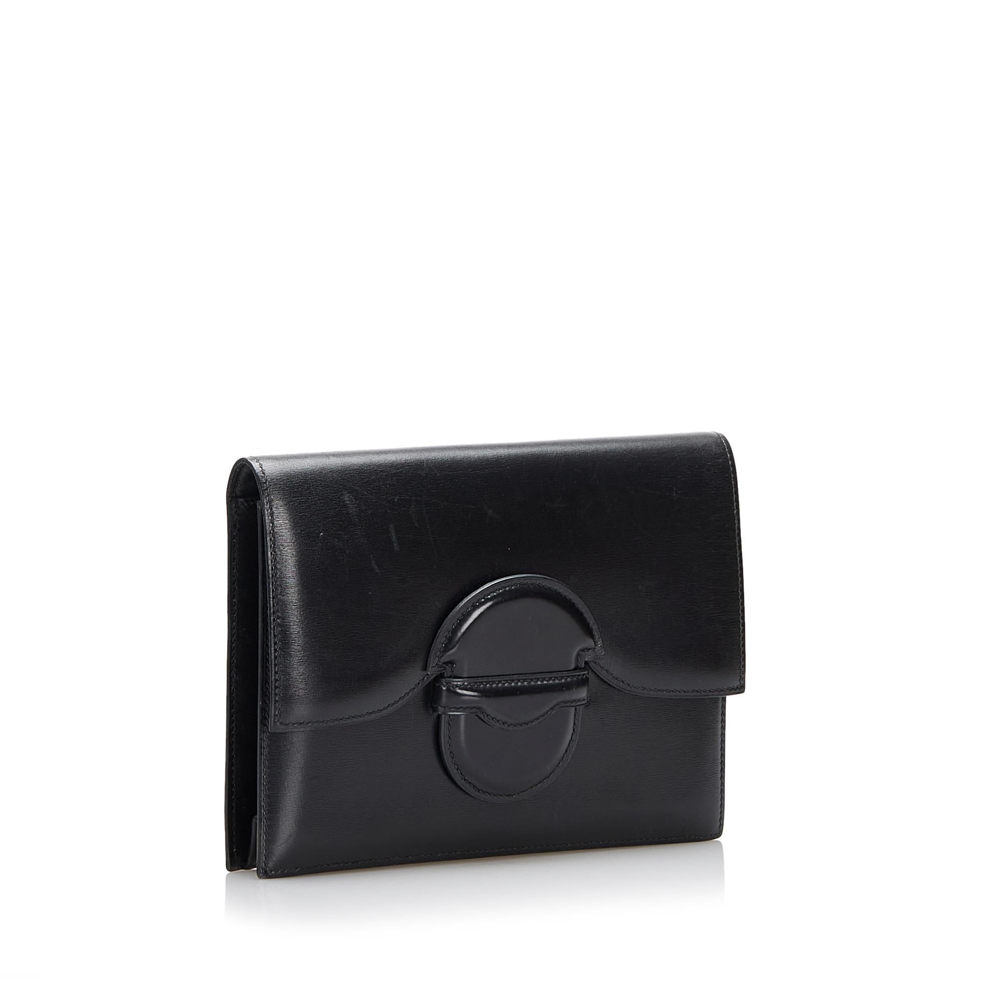Hermes Box Calf Leather Clutch Bag (SHG-ZZYtmS)