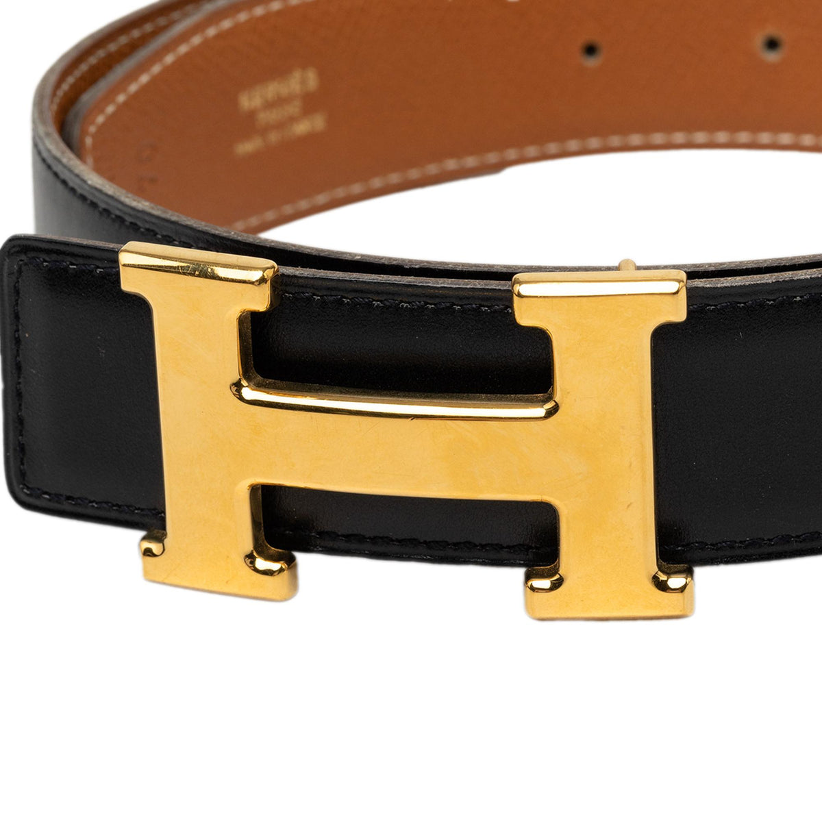 Hermes Box Calf and Courchevel Constance H Reversible Belt - 28 / 70