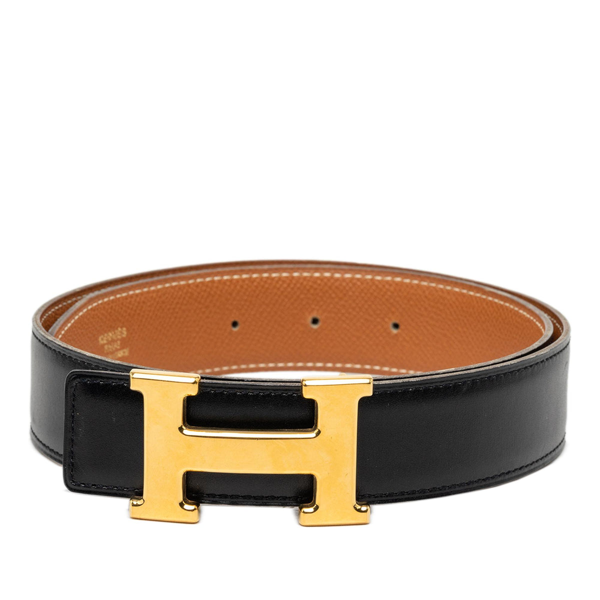 Hermes Box Calf and Courchevel Constance H Reversible Belt - 28 / 70