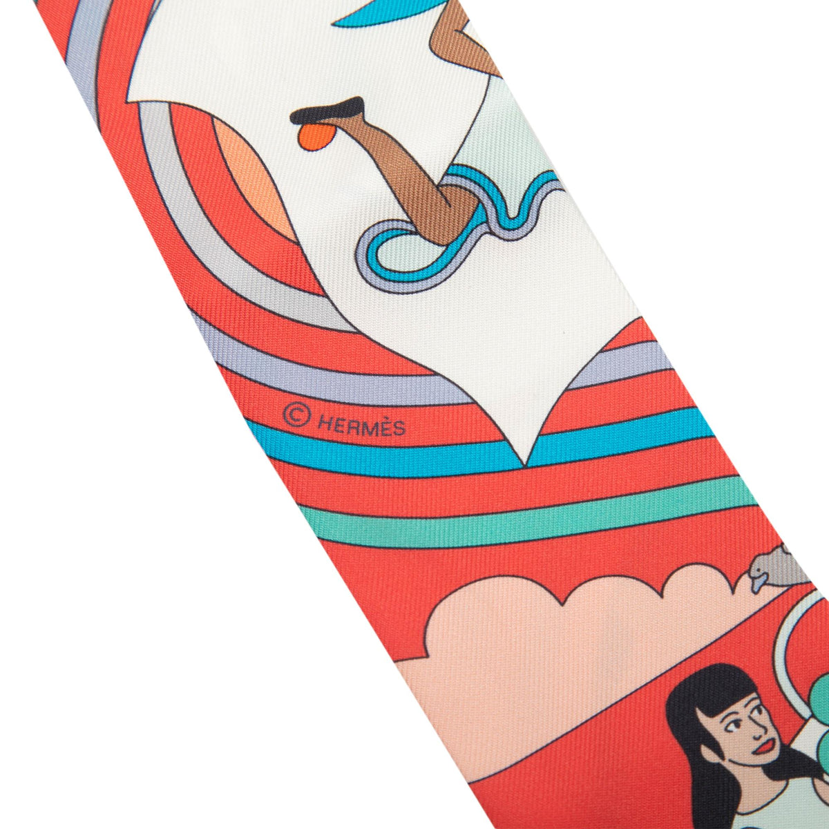 Hermes Carres Volants Silk Twilly Scarf