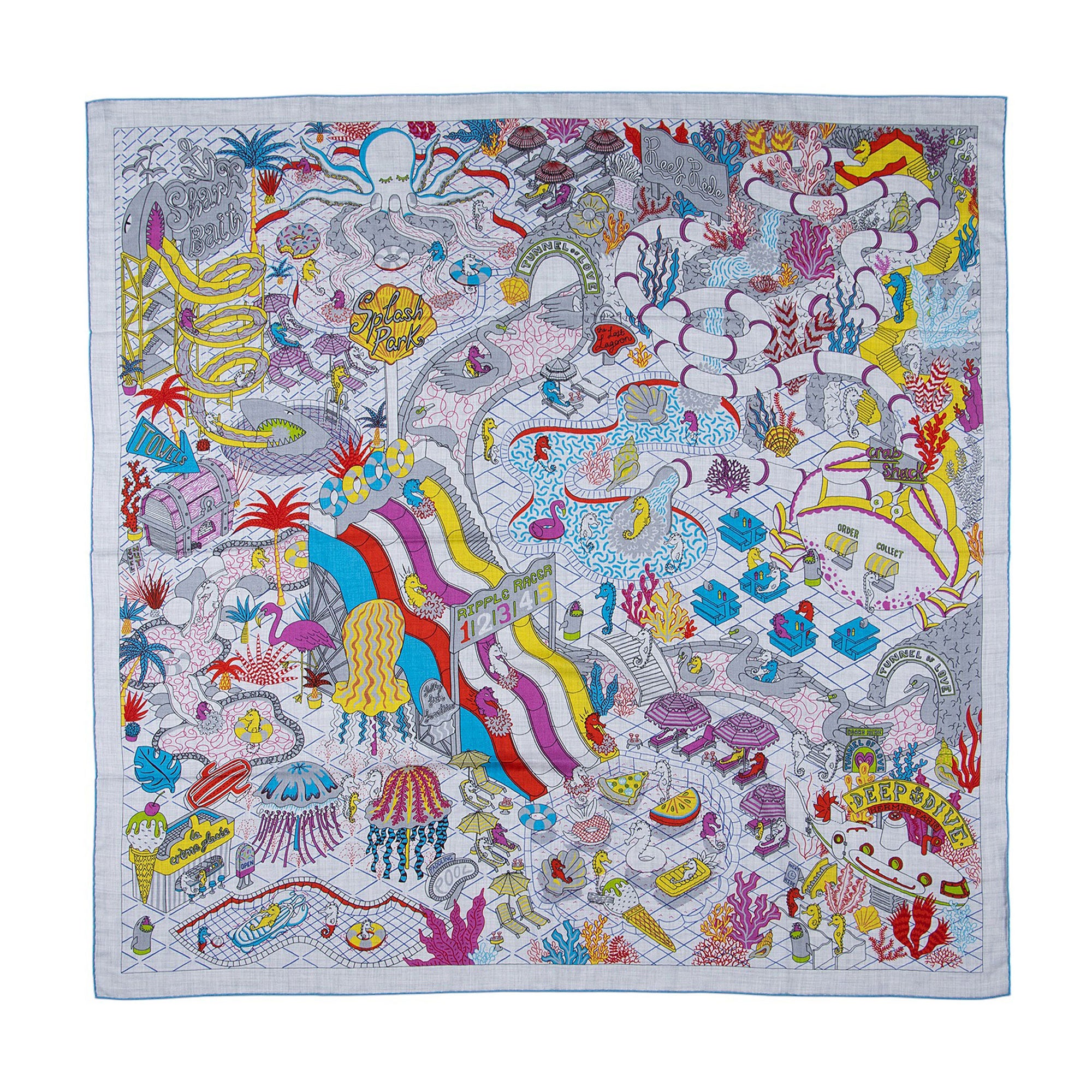 Hermes Cashmere Silk Splash Park 140cm Shawl (SHF-OS0whI)