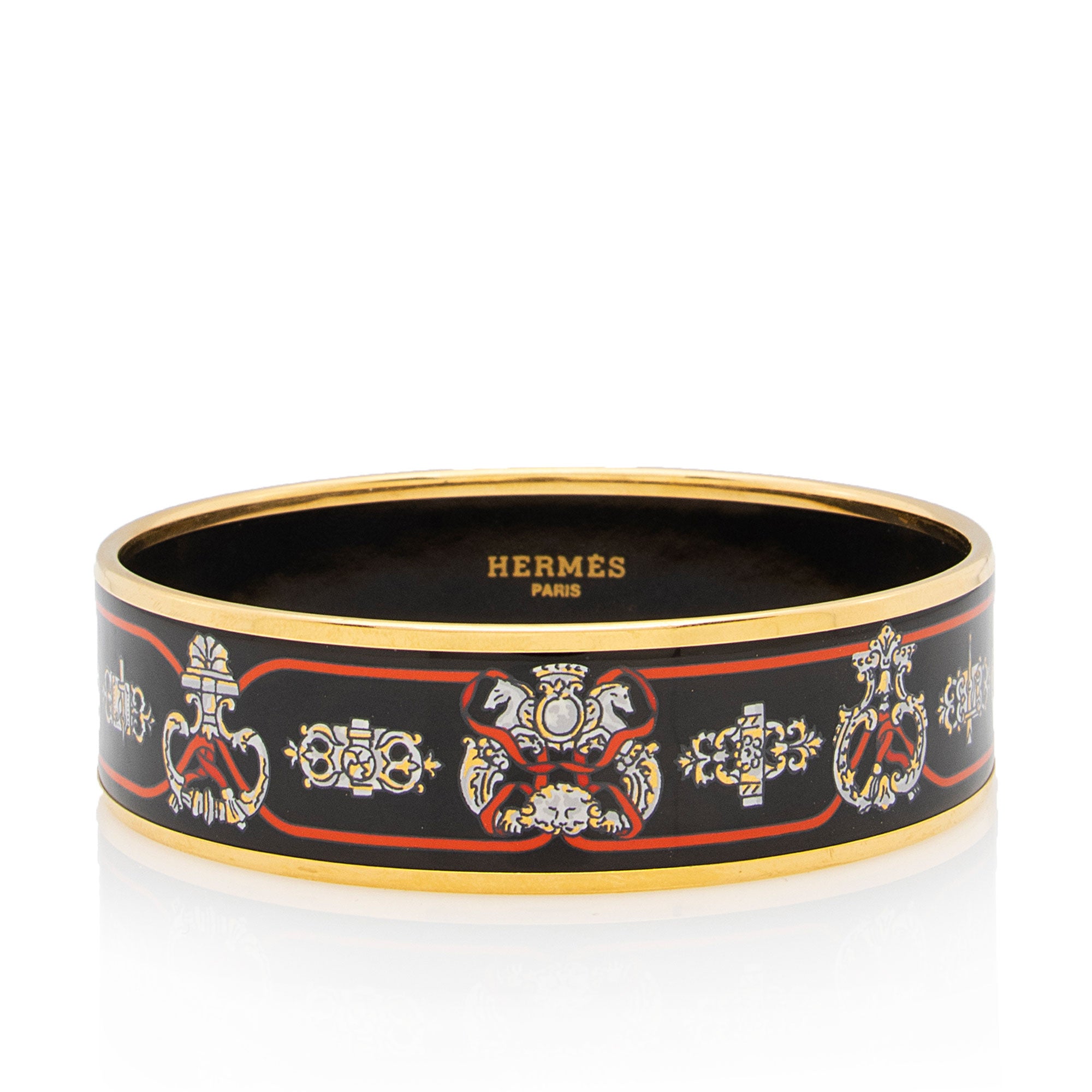 Hermes Printed Enamel Bangle Bracelet (SHF-4D6XUd)