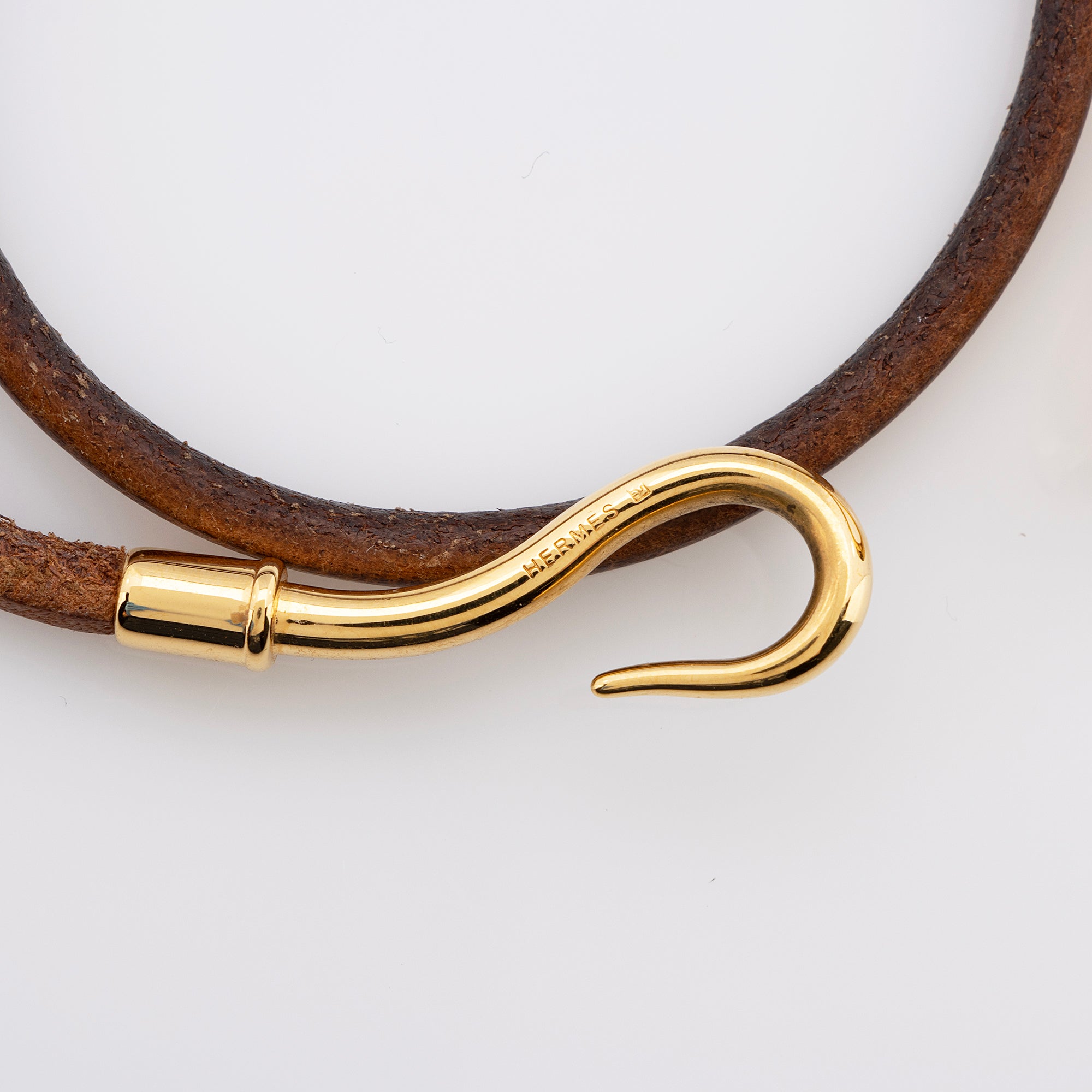 Hermes Leather Jumbo Hook Double Tour Bracelet
