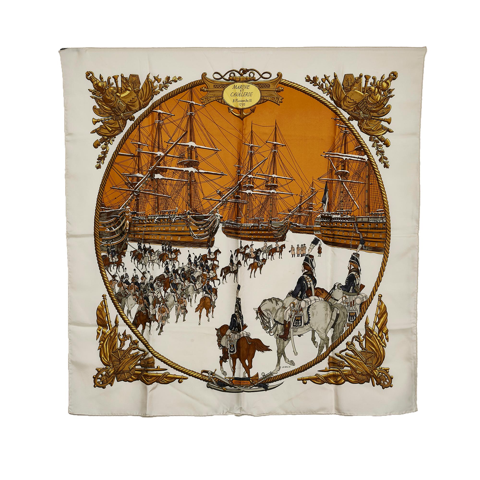 Hermes Marine et Cavalerie Silk Scarf (SHG-36430)