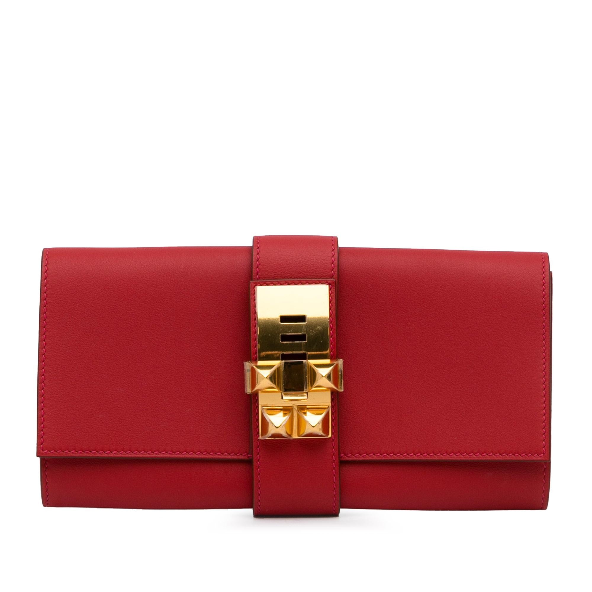Hermes Medor Leather Clutch Bag (SHG-28xEUn)
