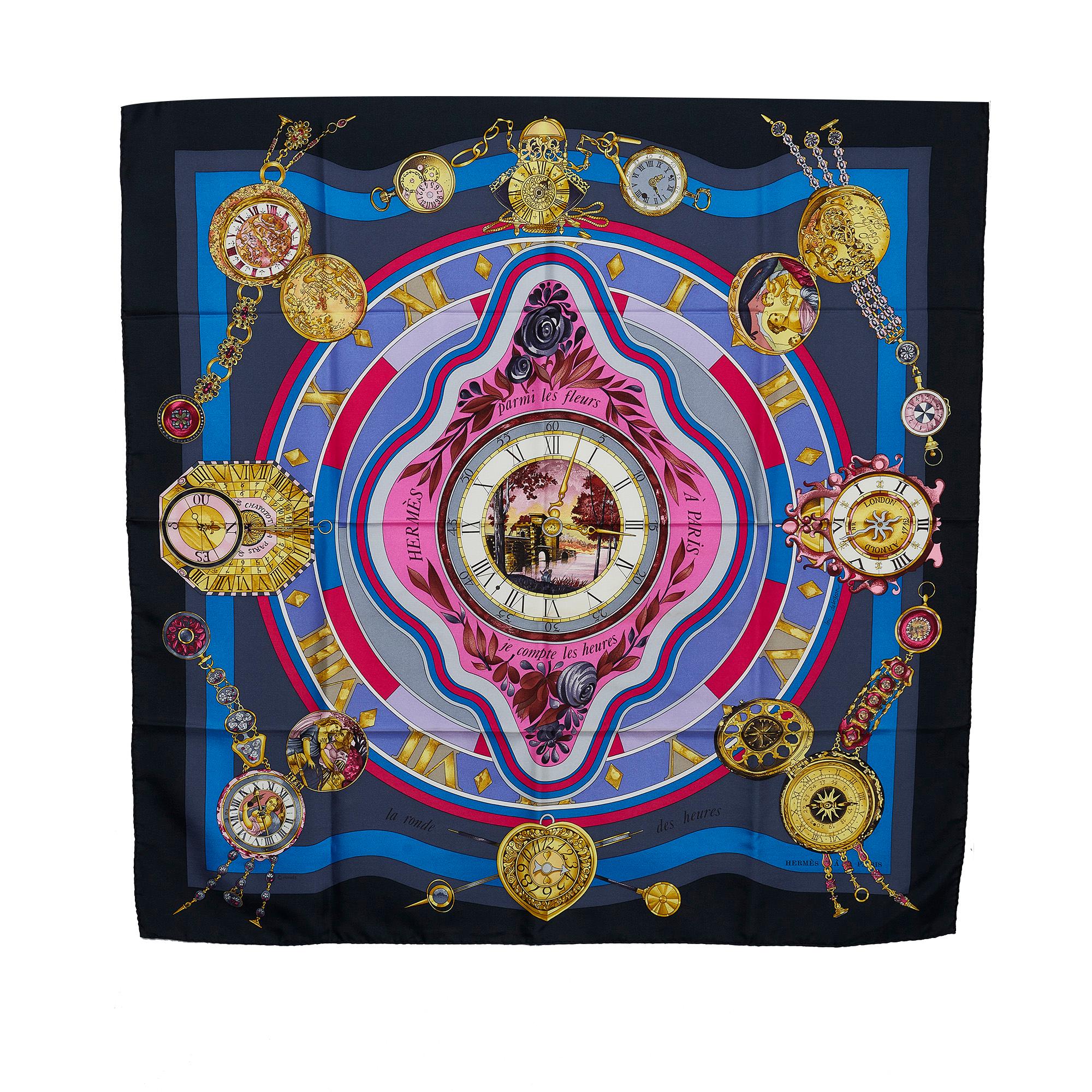 Hermes Parmi les Fleurs Je Compte les Heures Silk Scarf (SHG-xXuLMp)