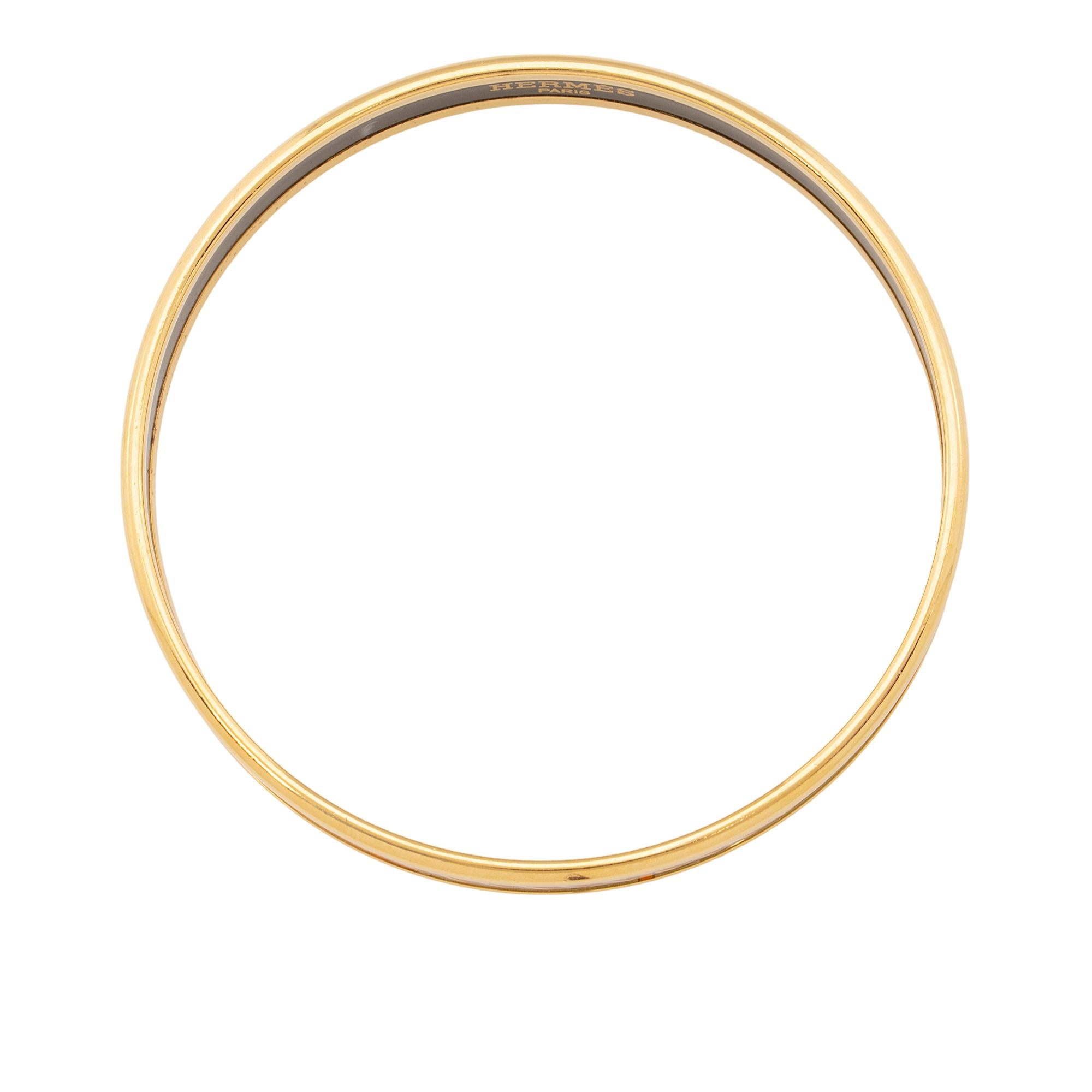 Hermes Printed Enamel Narrow Bracelet (SHF-yJrW5z)