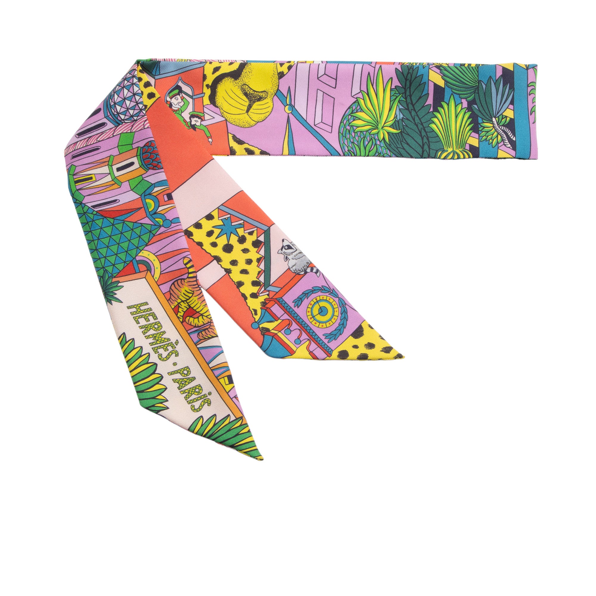 Hermes Silk Animapolis Plumetis Twilly Scarf (SHF-clAepn)