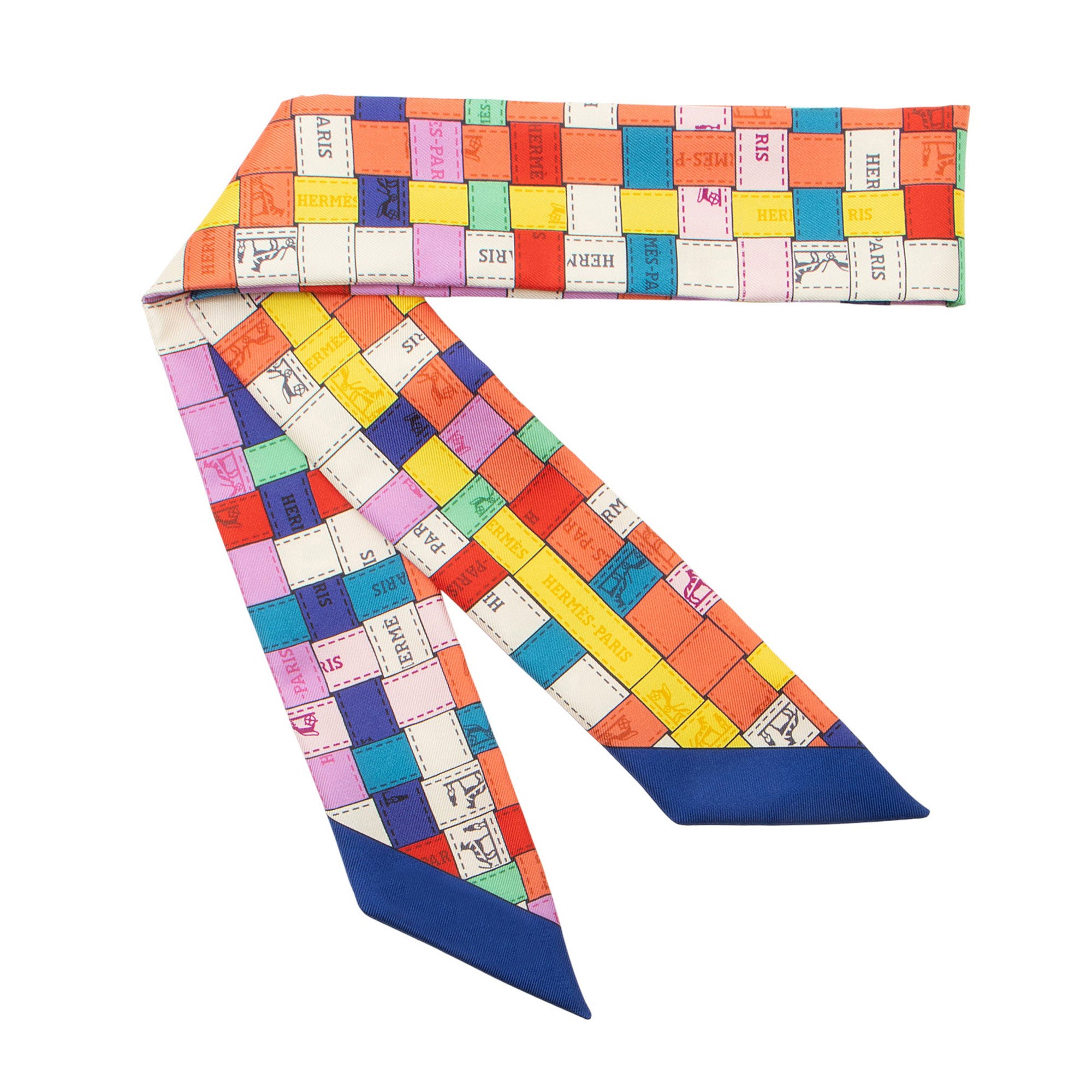 Hermes Silk Bolduc Au Carre Twilly Scarf
