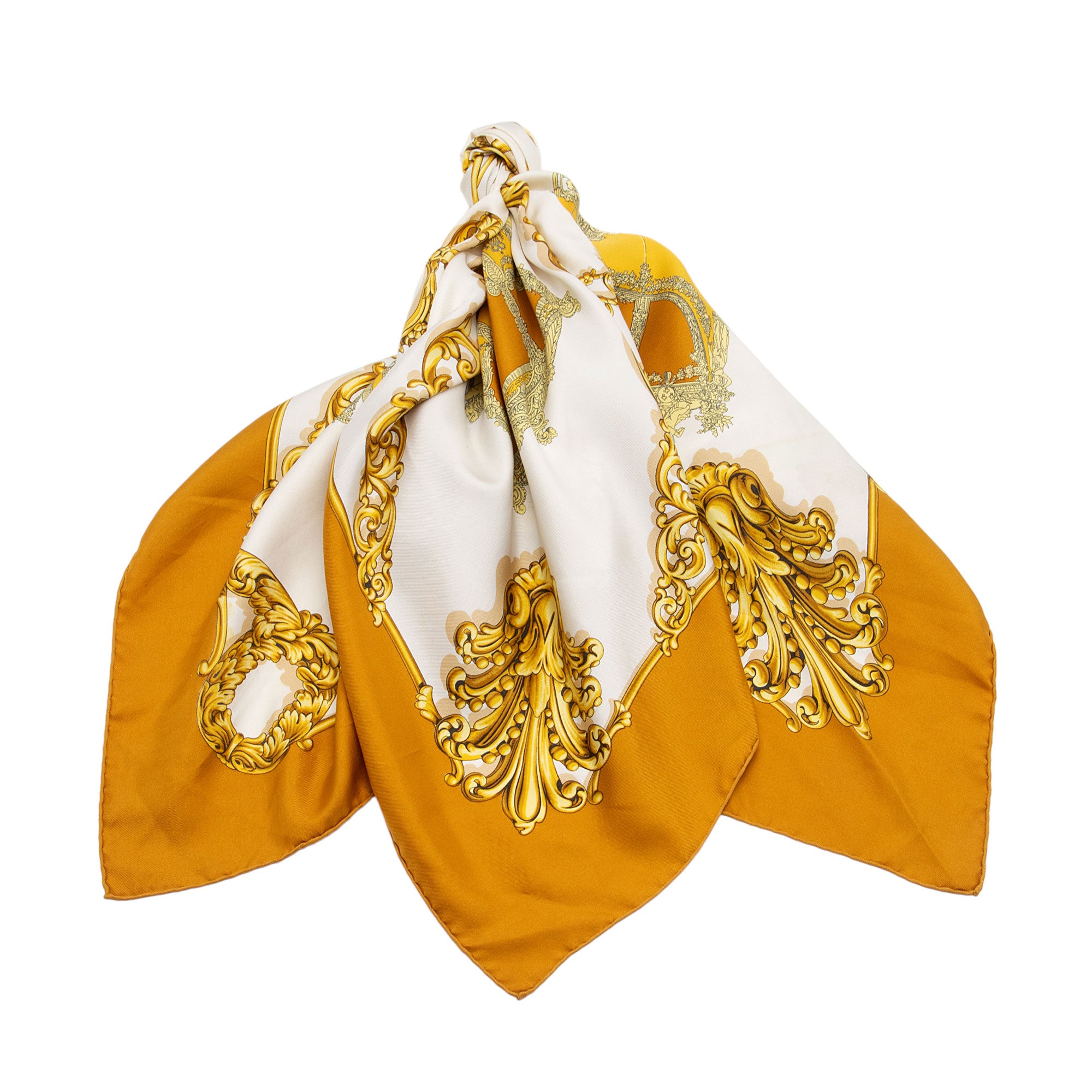Hermes Silk Carrosse Dor 90cm Scarf (SHF-Hgp9ag)