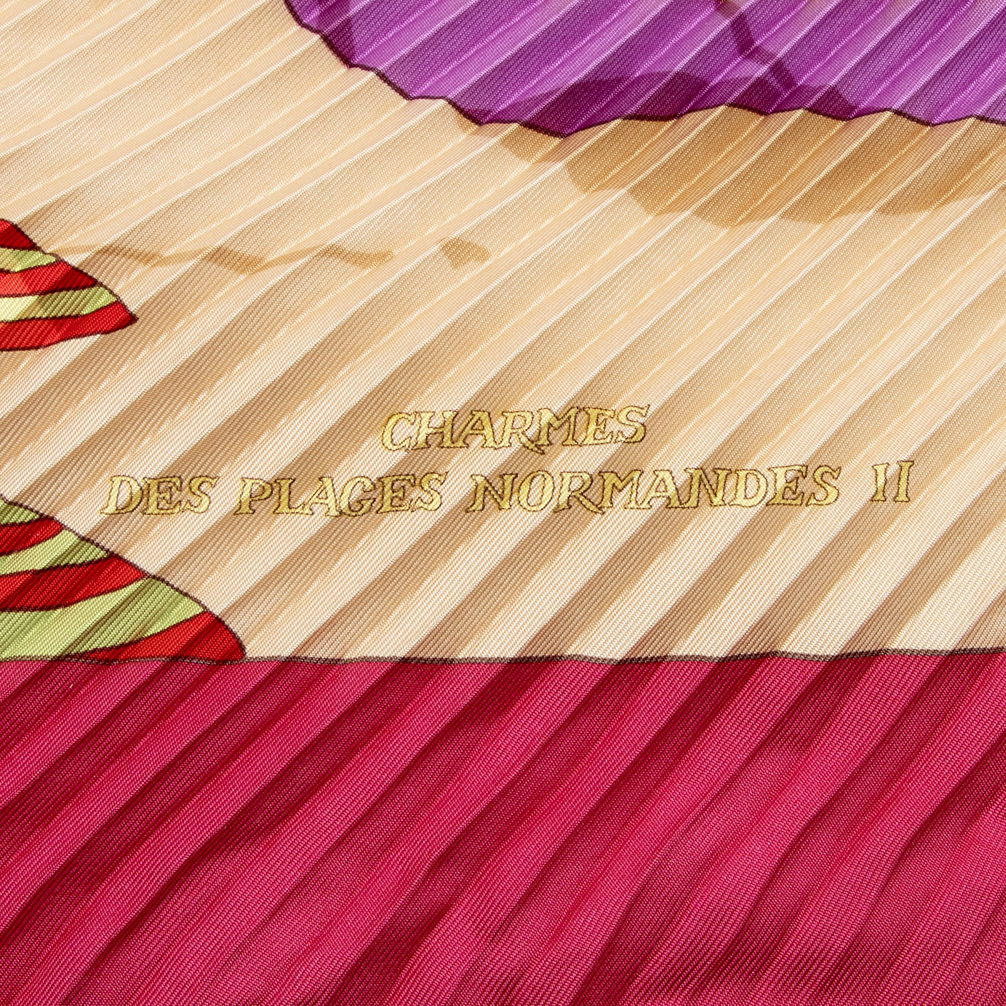 Hermes Silk Charmes Des Plages Normandes II 90cm Plisse Scarf (SHF-3ZMjEI)