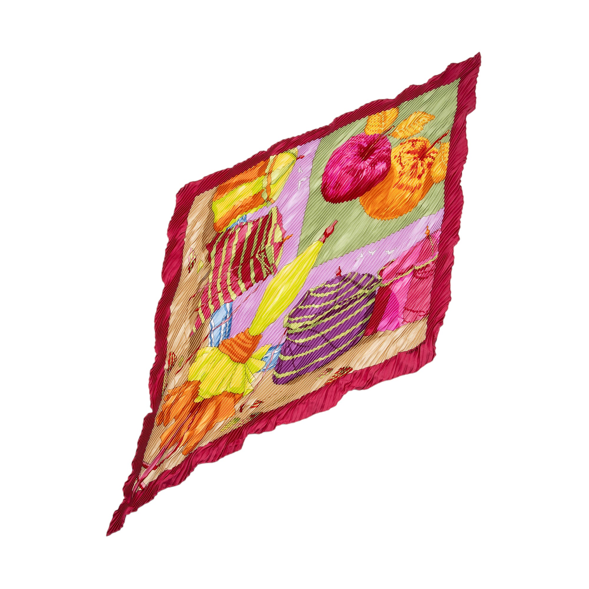 Hermes Silk Charmes Des Plages Normandes II 90cm Plisse Scarf (SHF-3ZMjEI)