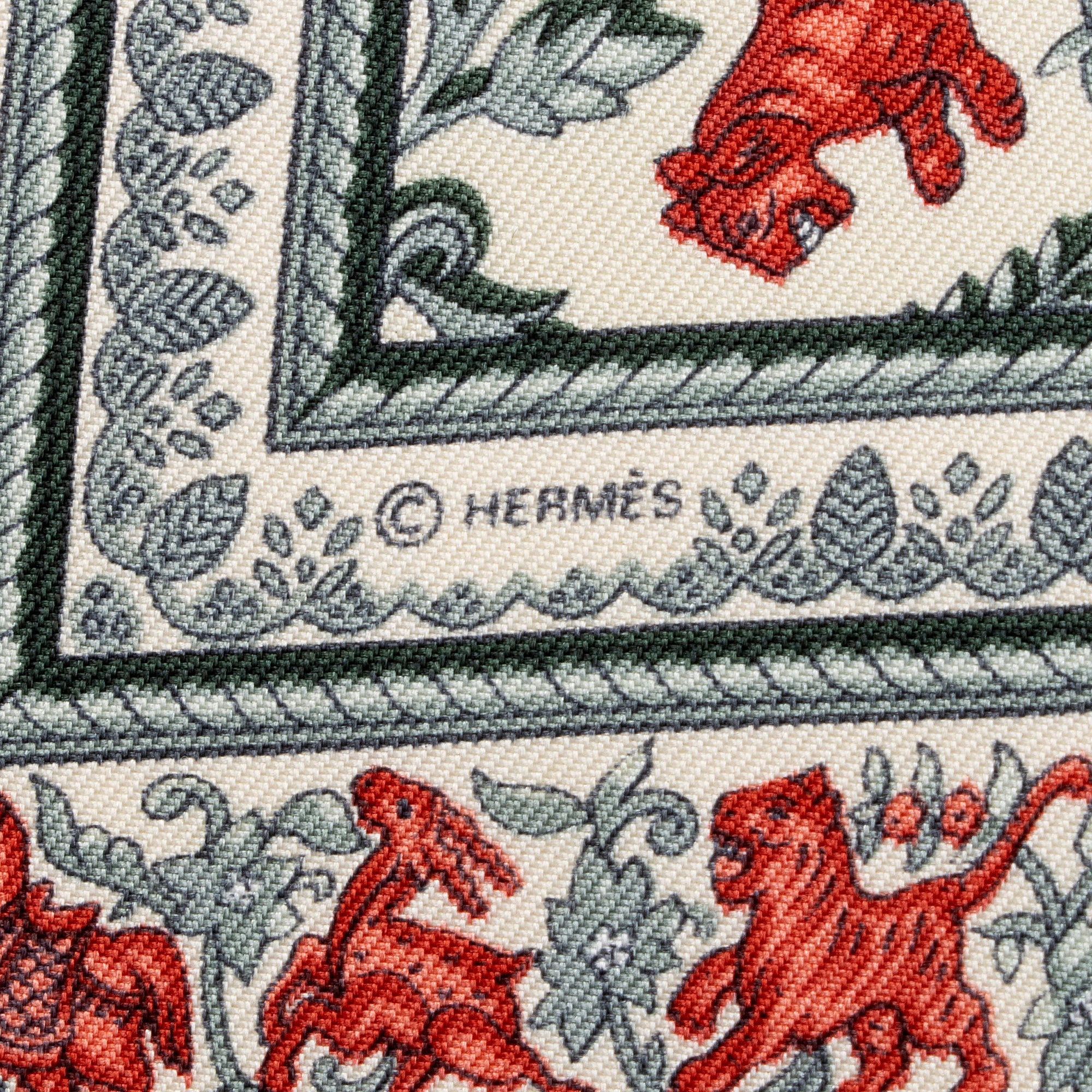 Hermes Silk Chasse En Inde Pocket Square 40cm Scarf (SHF-CH1JE3)