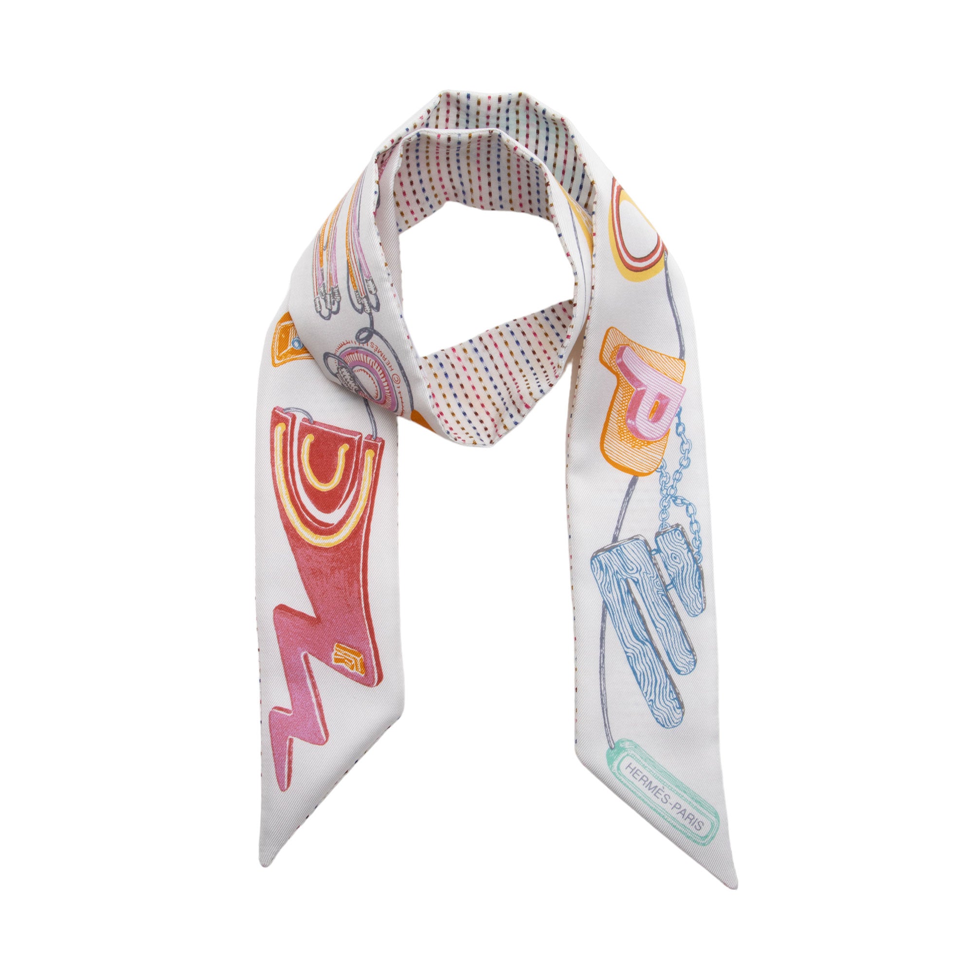 Hermes Silk Chevaloscope Twilly Scarf (SHF-VBAsmT)