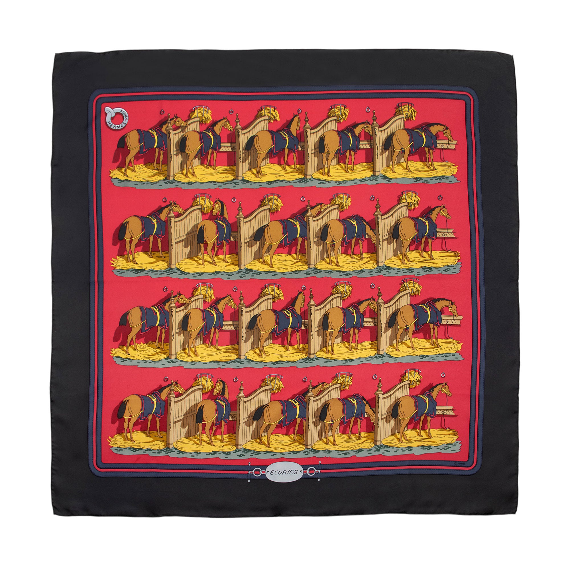 Hermes Silk Ecuries 90cm Scarf