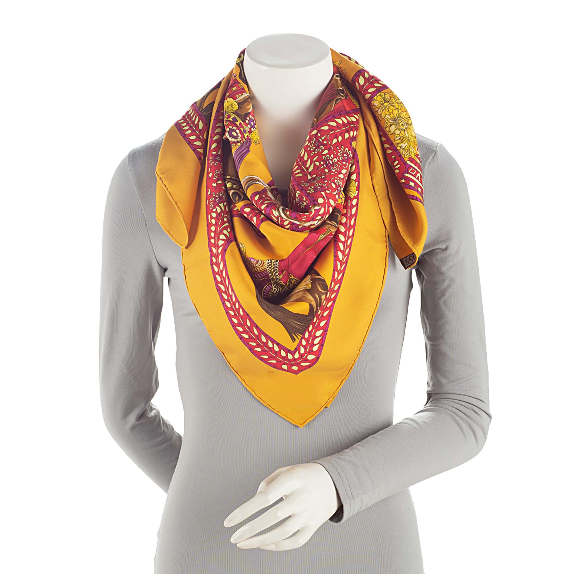 Hermes Silk La Danse du Cheval Marwari 90cm Scarf (SHF-icpnaQ)