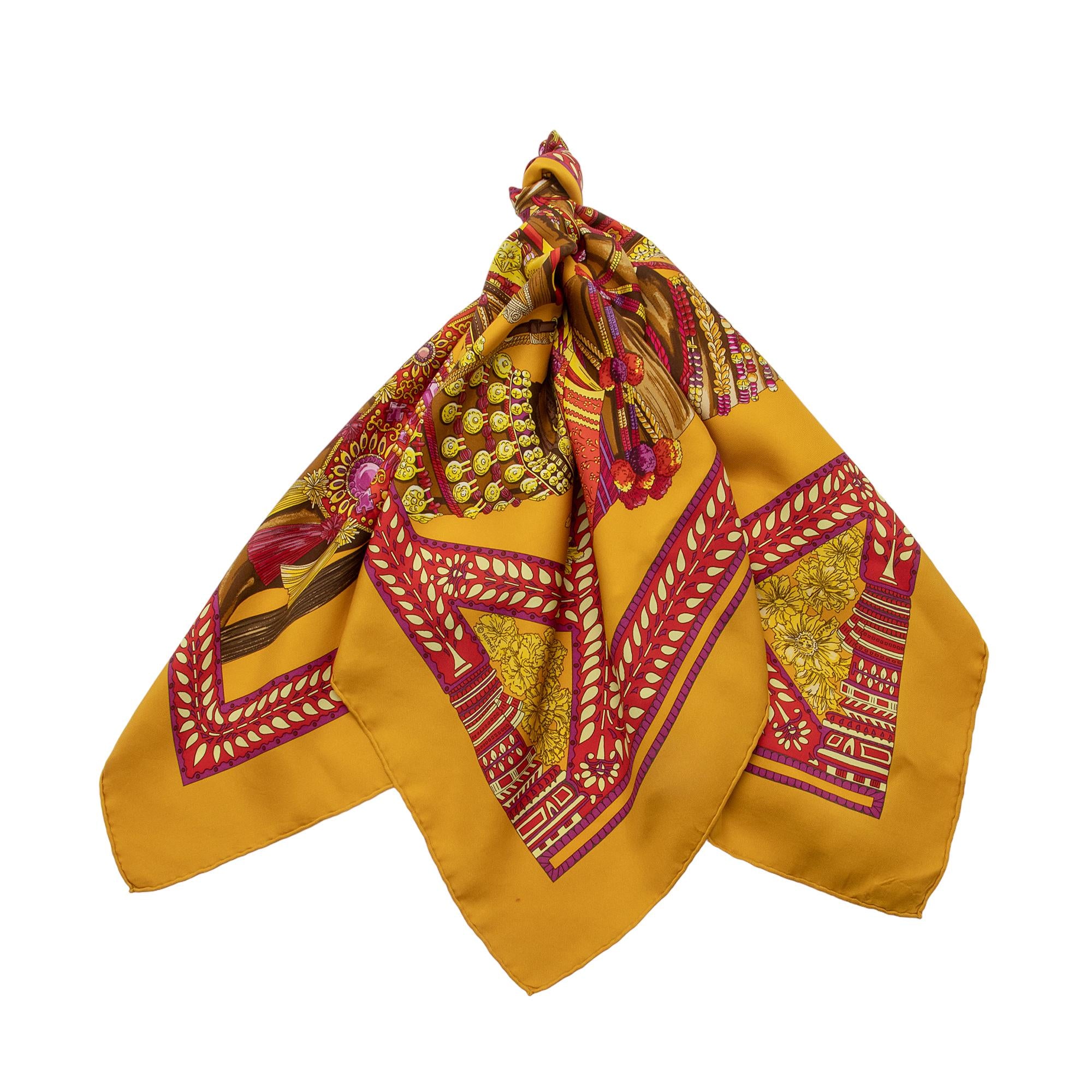 Hermes Silk La Danse du Cheval Marwari 90cm Scarf (SHF-icpnaQ)