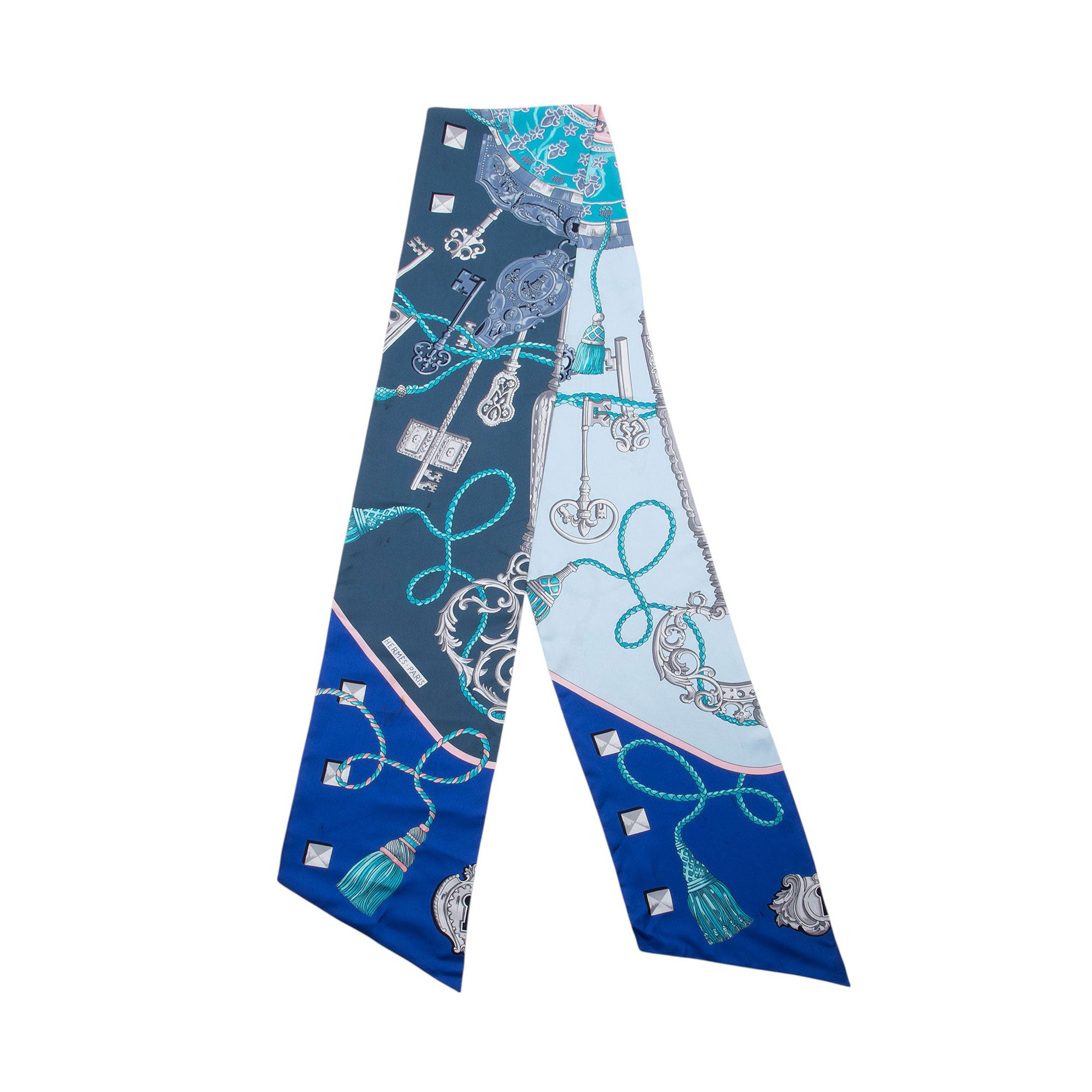 Hermes Silk Les Cles Maxi Twilly Scarf