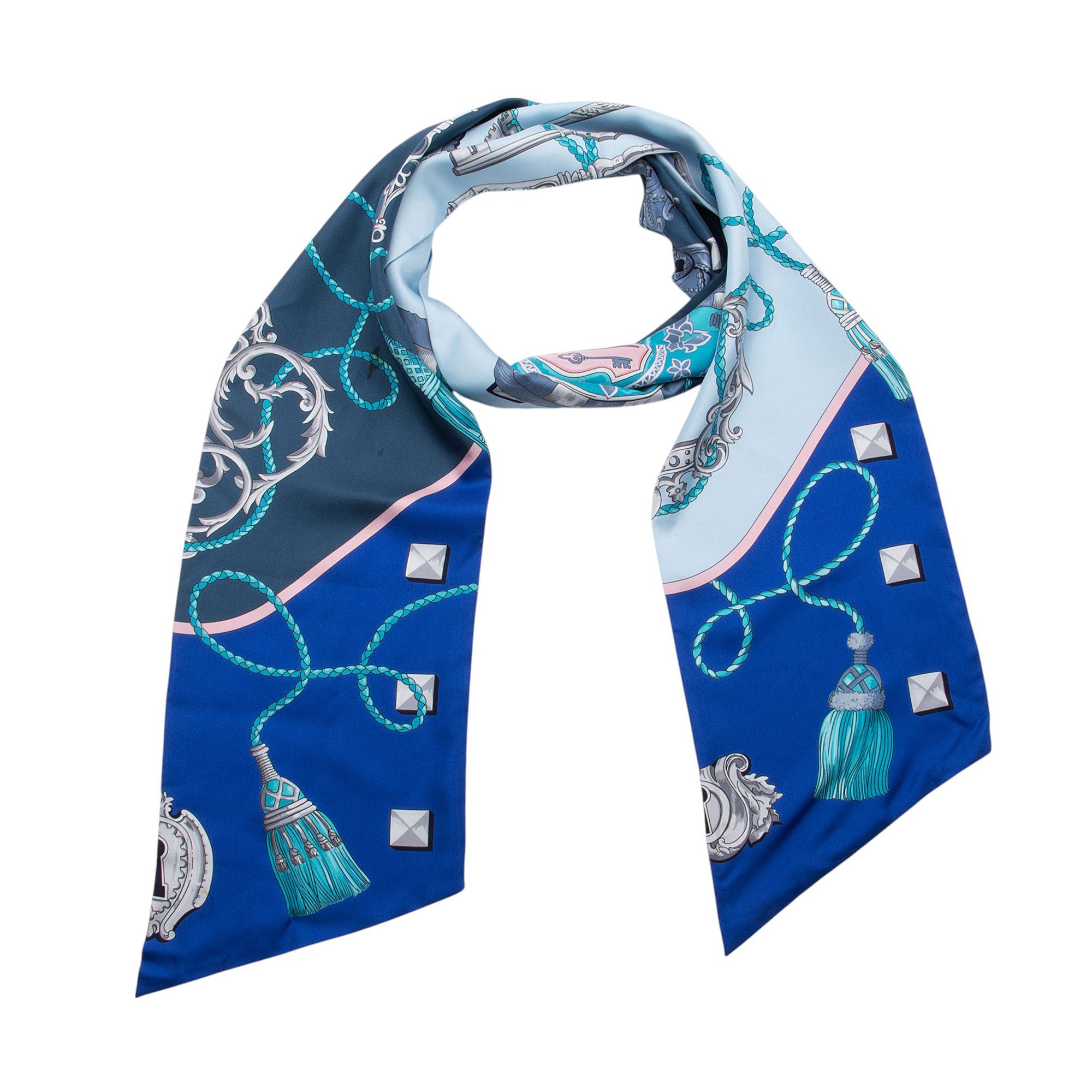 Hermes Silk Les Cles Maxi Twilly Scarf