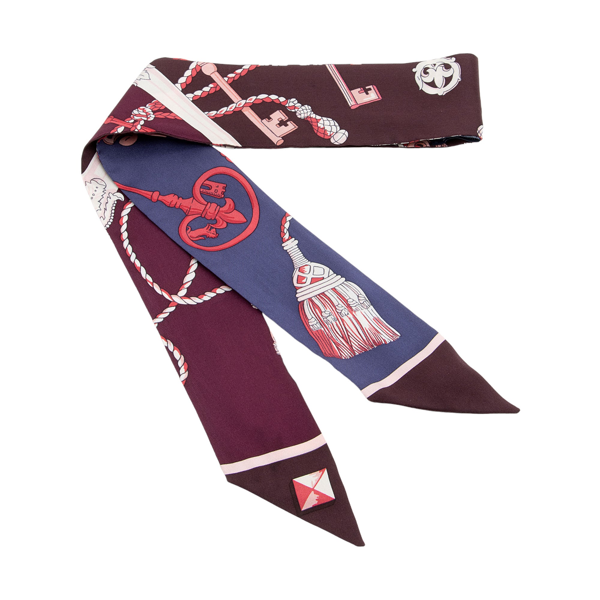 Hermes Silk Les Cles Twilly Scarf (SHF-XVDpqk)