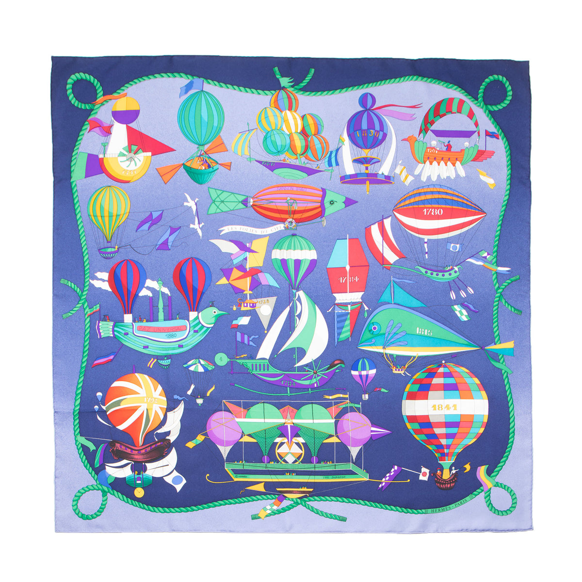Hermes Silk Les Folies du Ciel 90cm Scarf