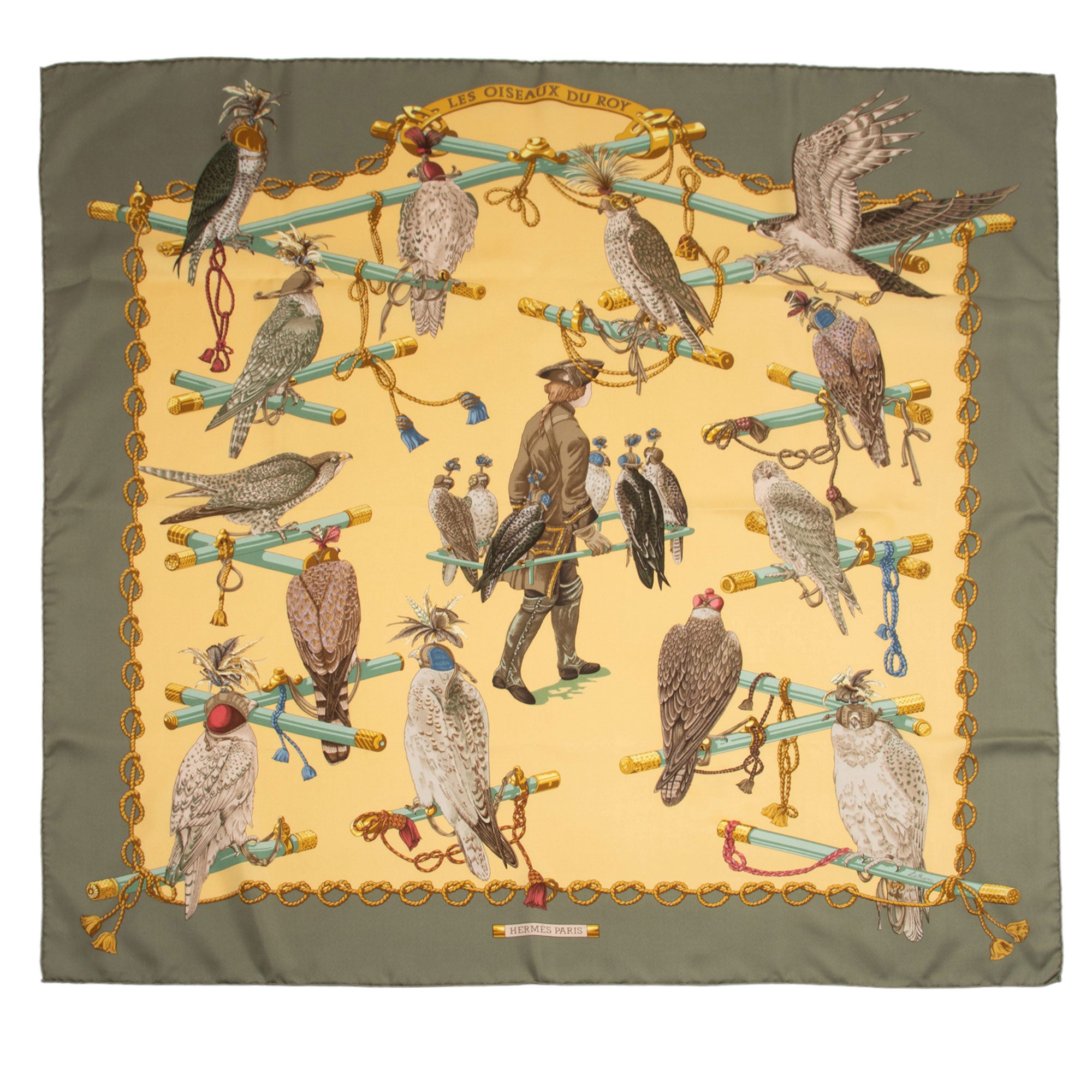 Hermes Silk Les Oiseaux Du Roy 90cm Scarf (SHF-EvZMjk)
