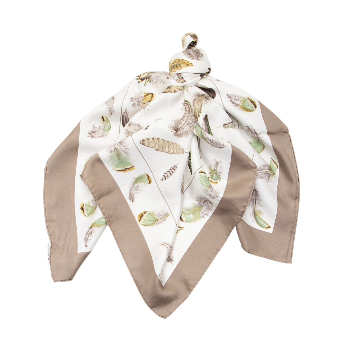 Hermes Silk Plumes Par Henri De Linares 90cm Scarf