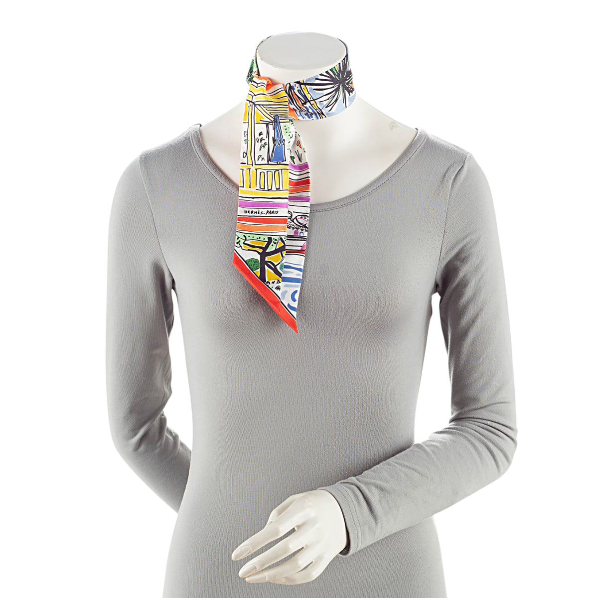 Hermes Silk Rayures d'Ete Twilly Scarf