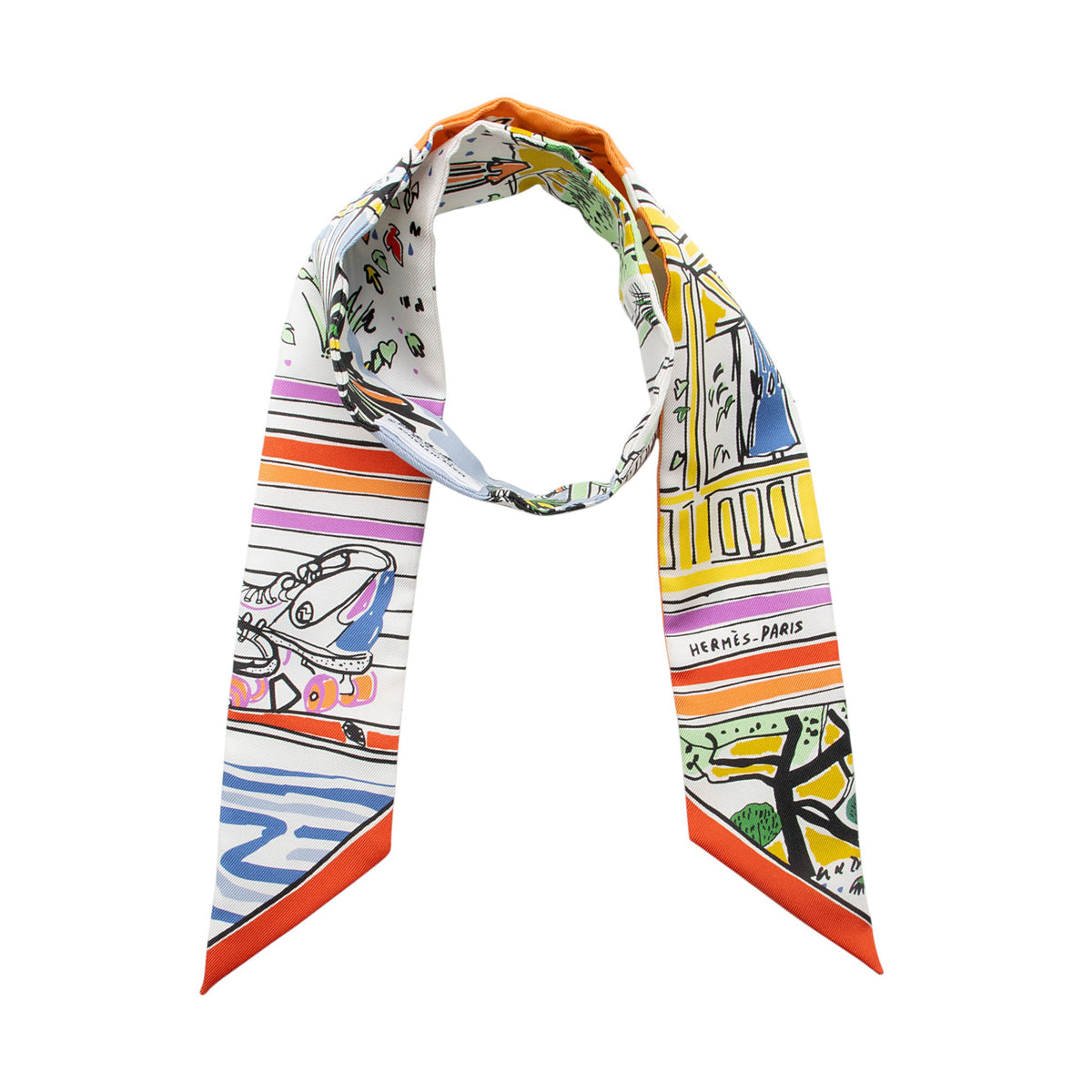 Hermes Silk Rayures d'Ete Twilly Scarf